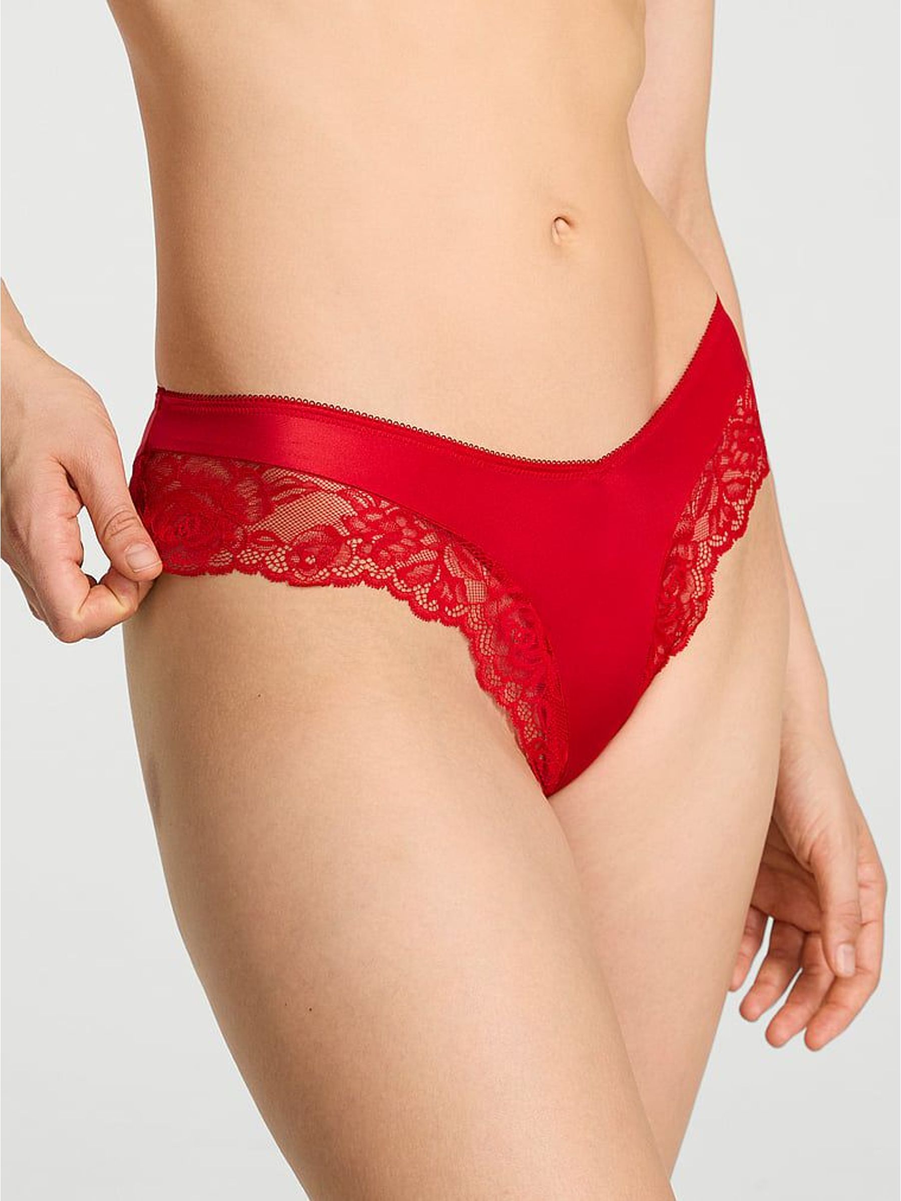 Lipstick Red Cheeky Rose Lace Trim Knickers (W75414) | €36