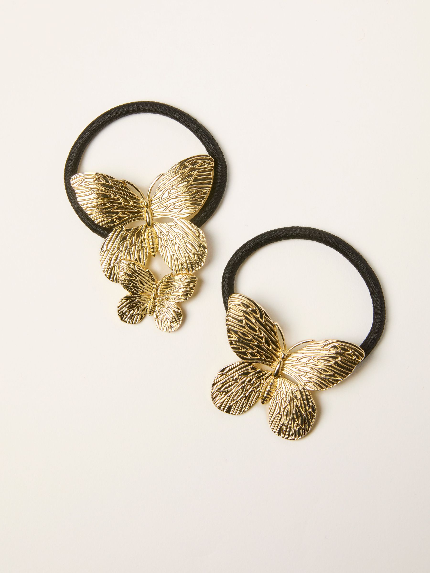 Gold Tone 2 Pack Metal Butterfly Hair Ties (W75767) | €13.50