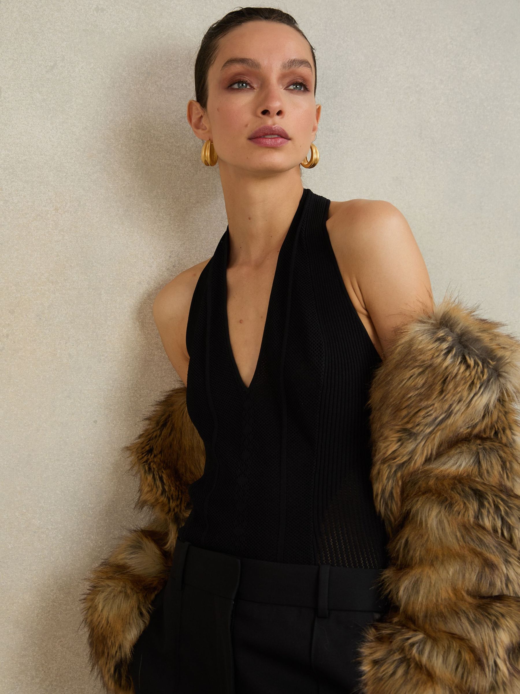 Atelier Stitch-Detail Halter Bodysuit in Black (W76214) | €200
