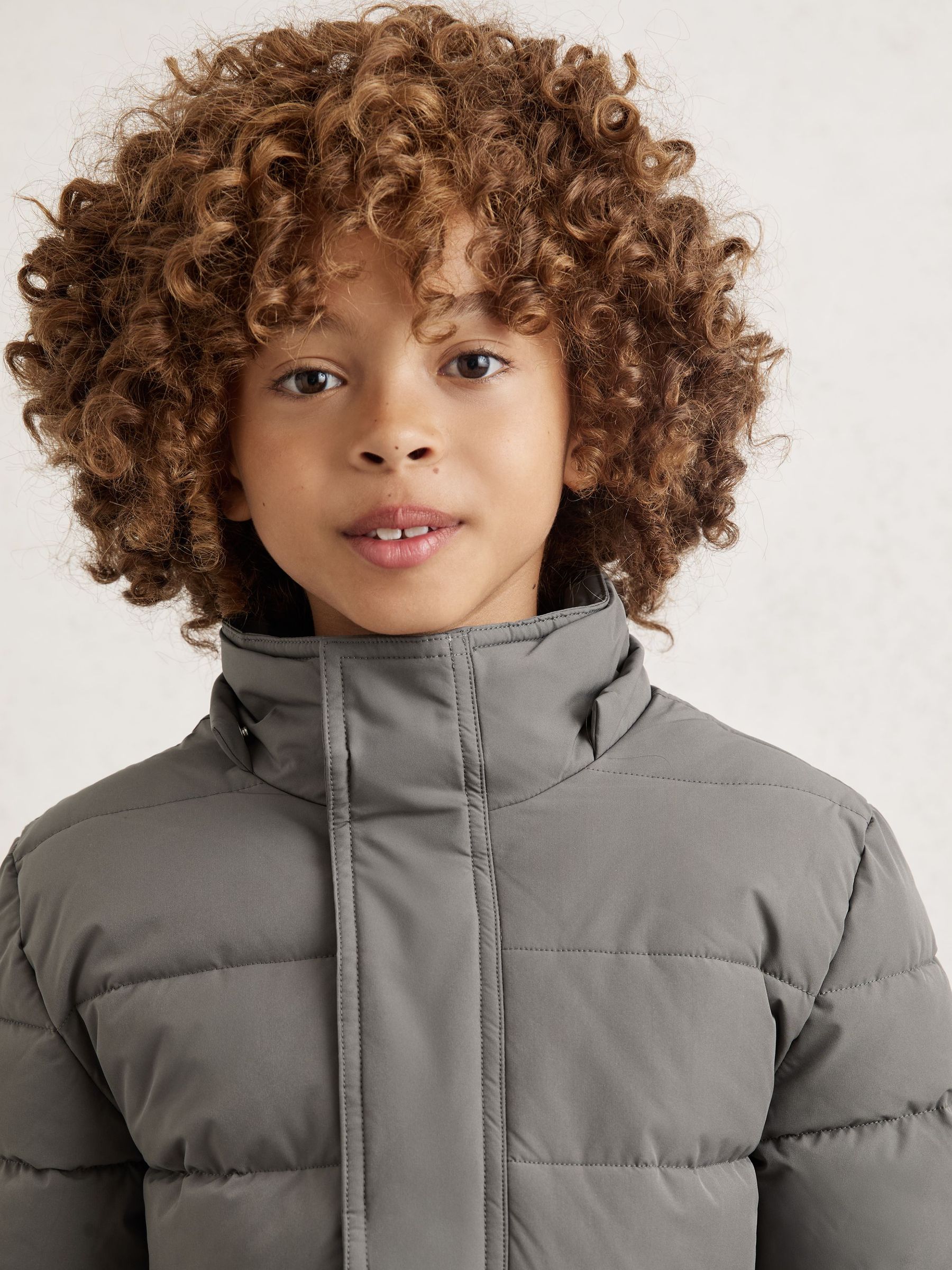 9-13 yrs Quilted Hooded Puffer Jacket in Charcoal (W77817) | $155