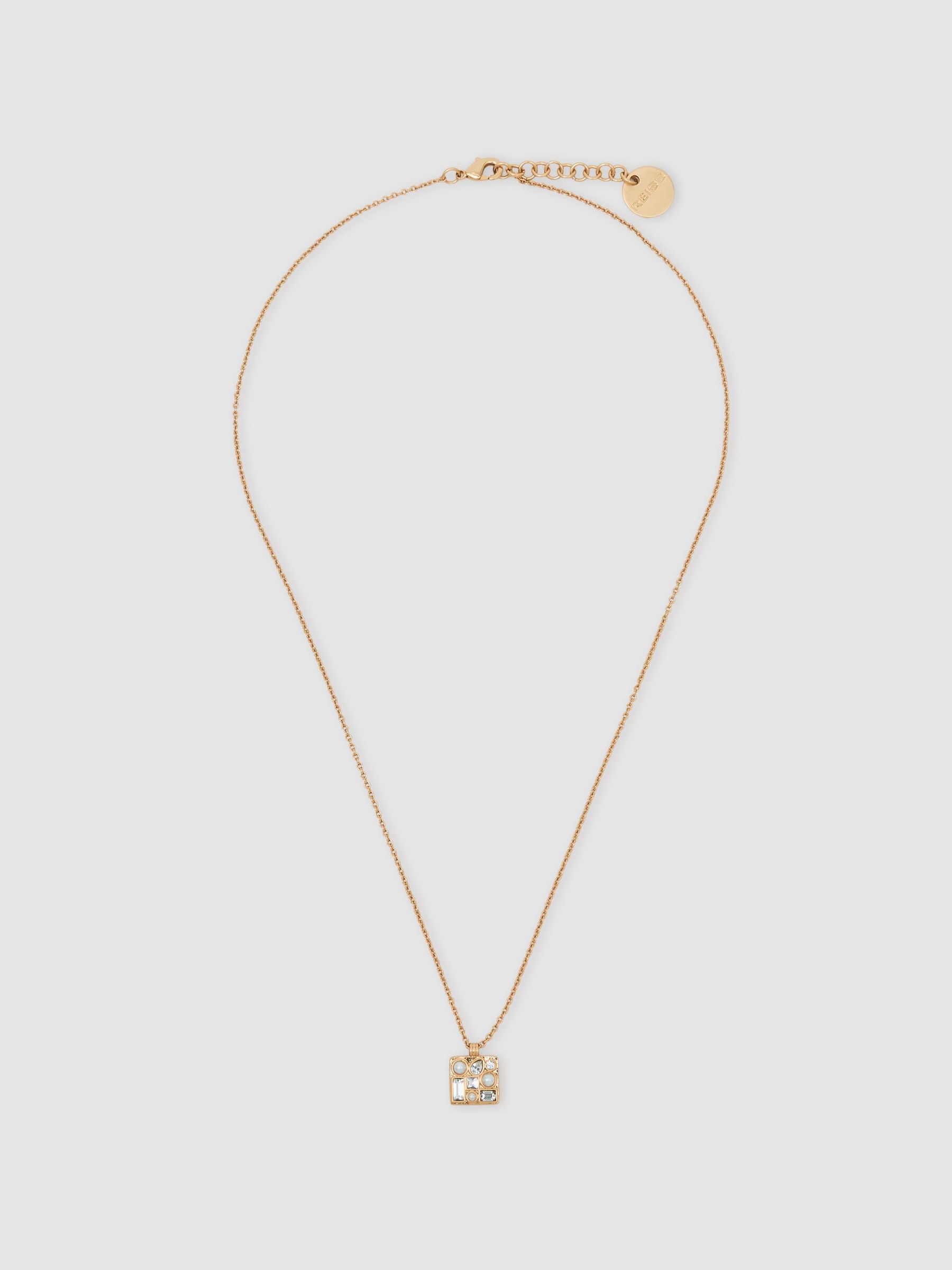 Tone Square Pendant Necklace in Gold (W77819) | $95
