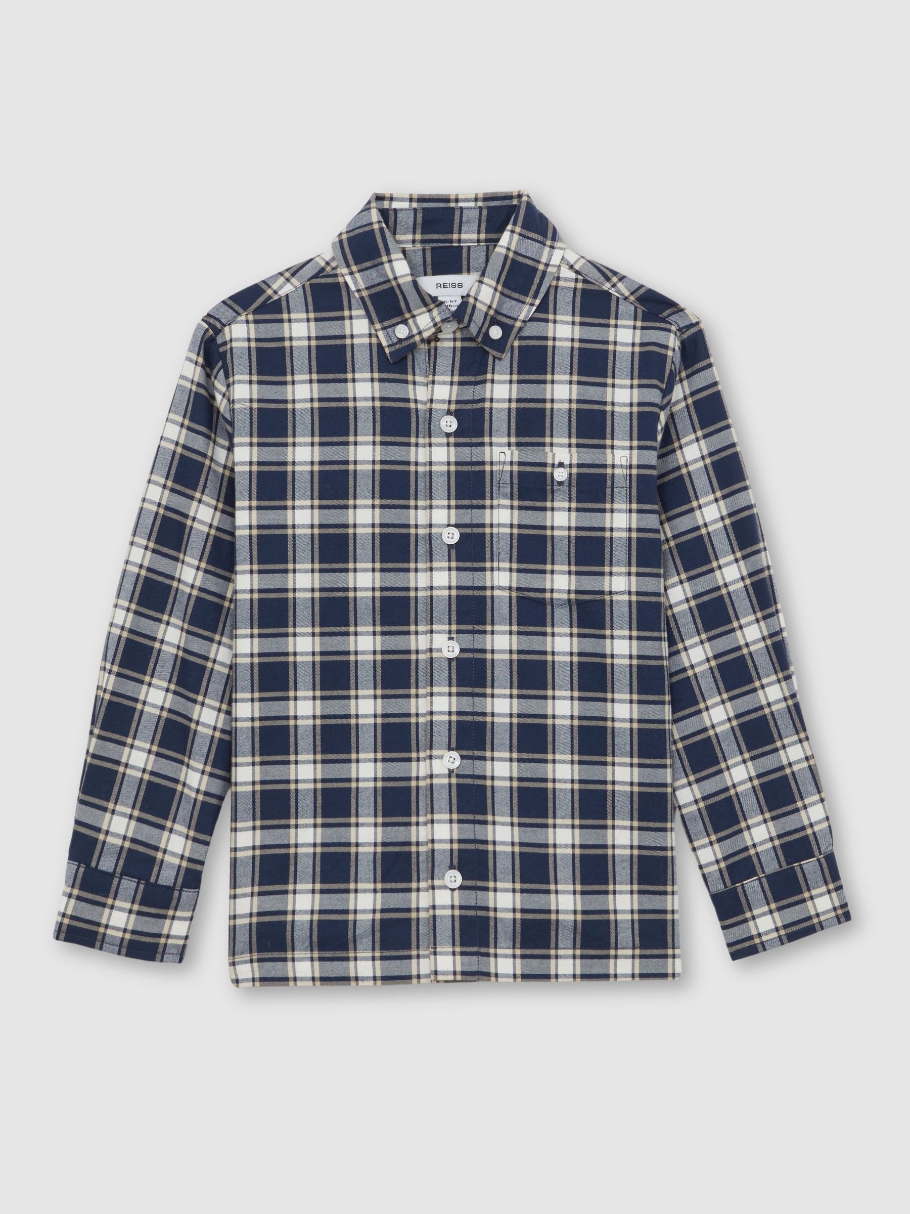Cotton Button-Through Check Shirt in Navy Blue (W77824) | €65
