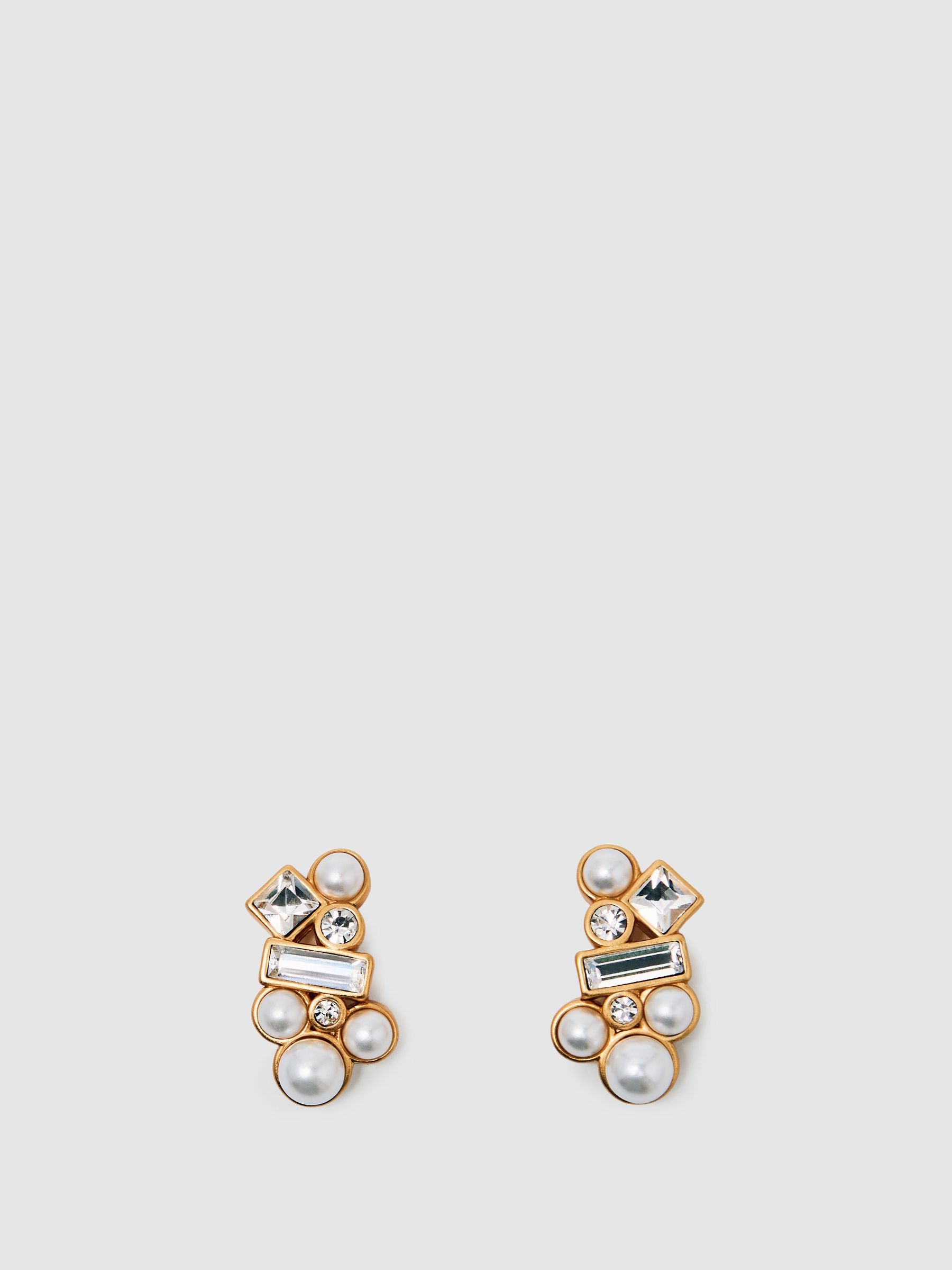 Tone Faux-Pearl and Crystal Stud Earrings in Gold (W77831) | $65