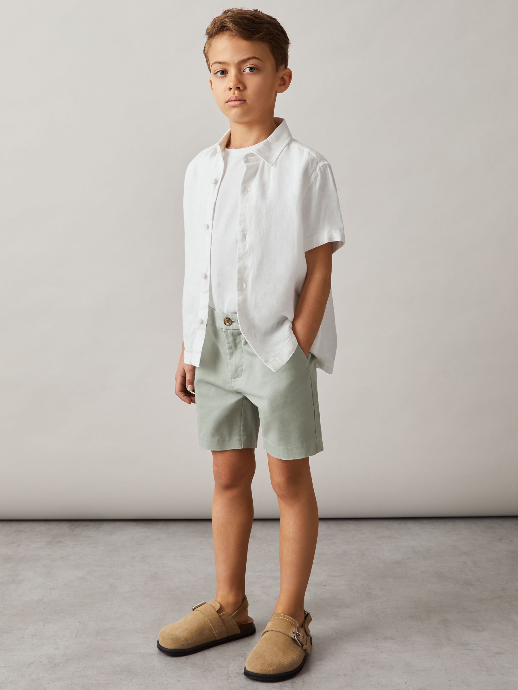 3-9 yrs Cotton Chino Shorts with Stretch in Pistachio (W78426) | €35
