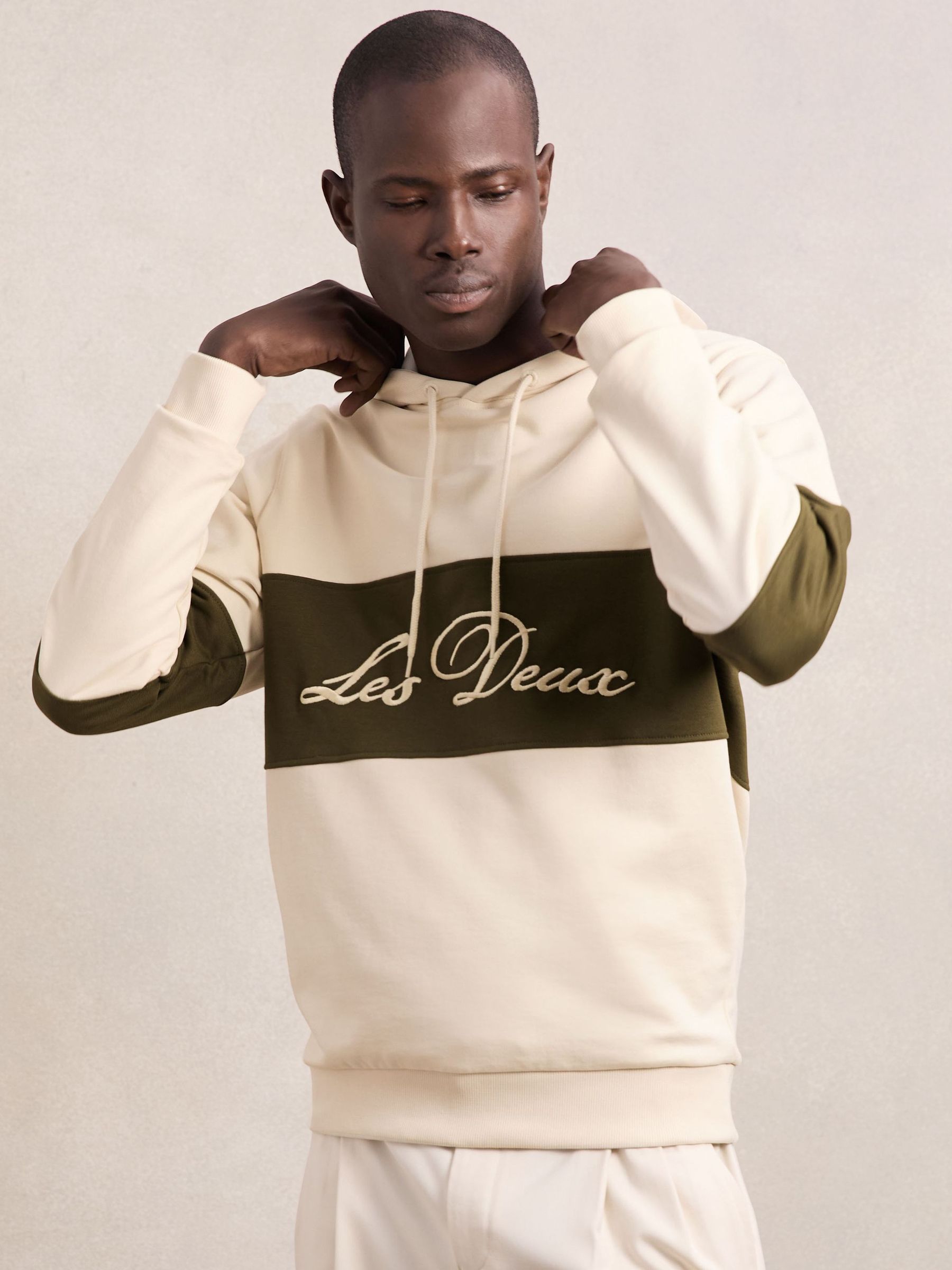 Les Deux Cotton Logo Rugby Hoodie in Ivory (W78460) | €165
