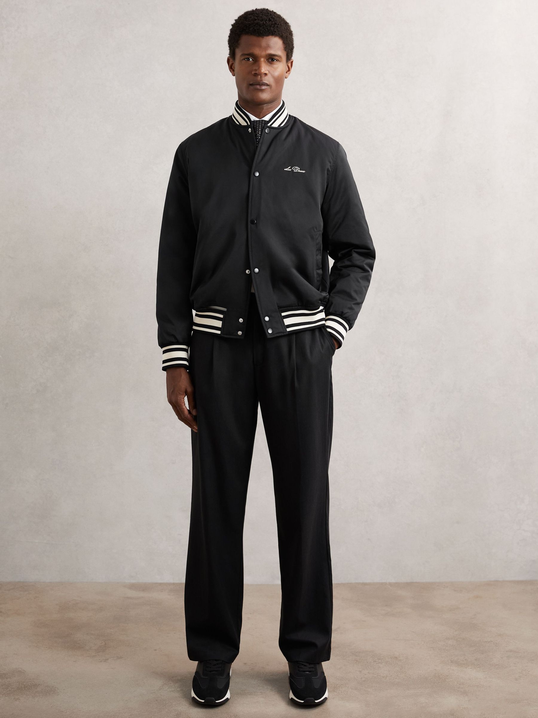 Les Deux Pleat-Front Twill Suit Trousers in Black (W78466) | 680 QAR