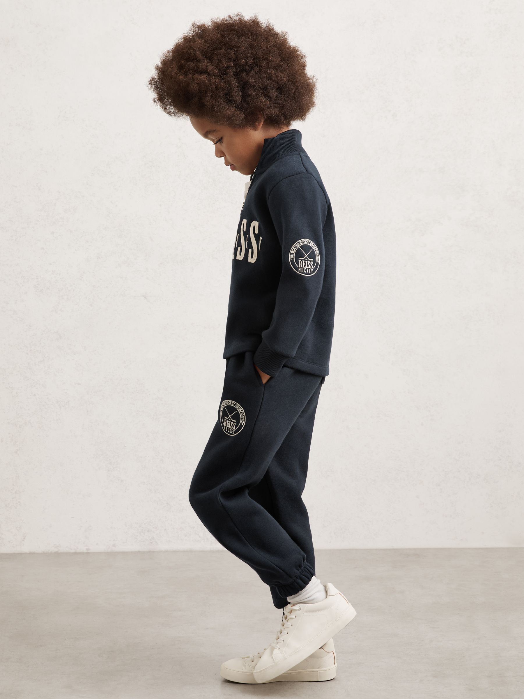 9-13 yrs Cotton-Blend Hockey Crest Joggers in Navy (W78536) | ₪245