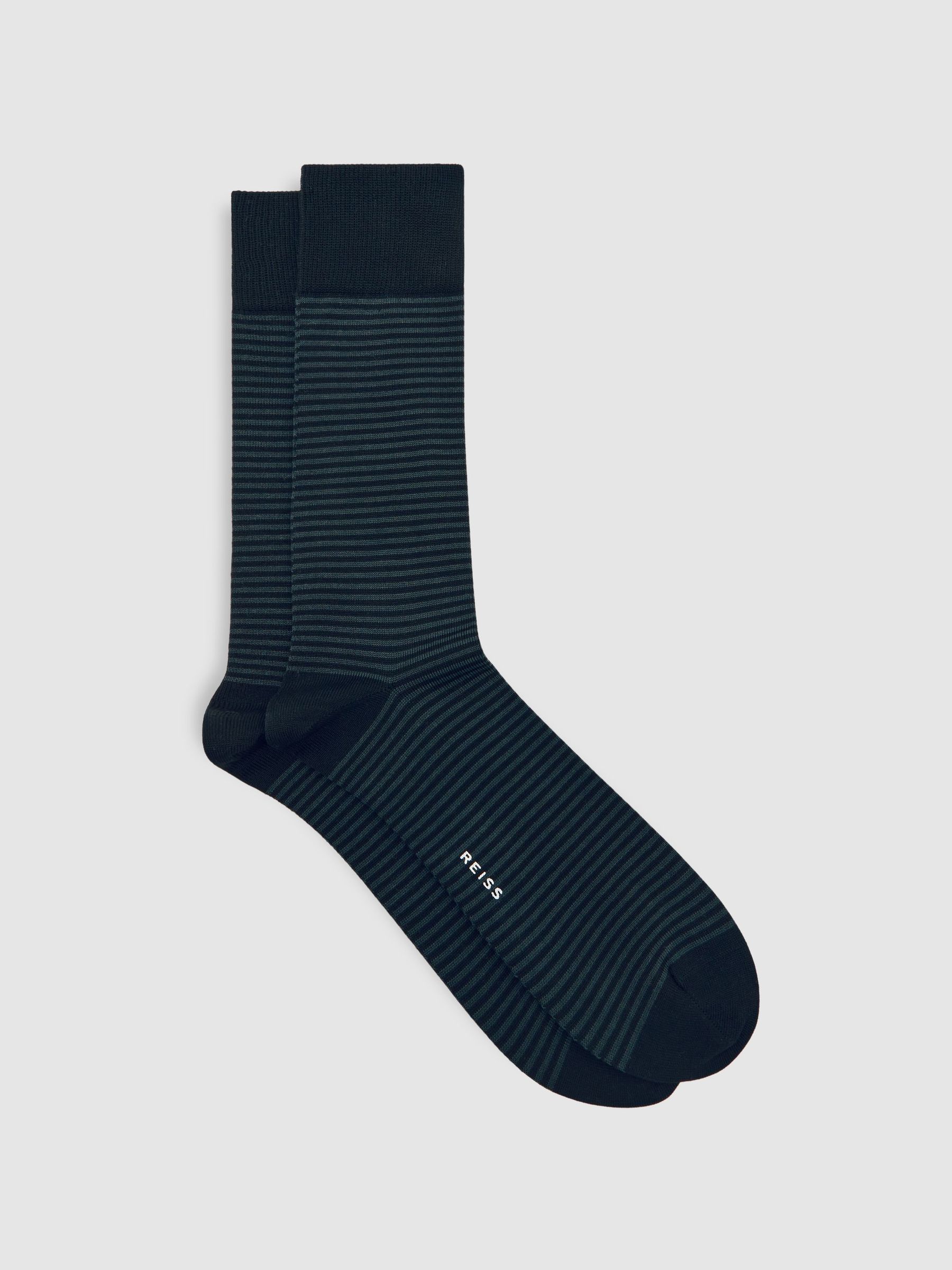 Striped Socks in Black/Dark Green (W78556) | CA$25