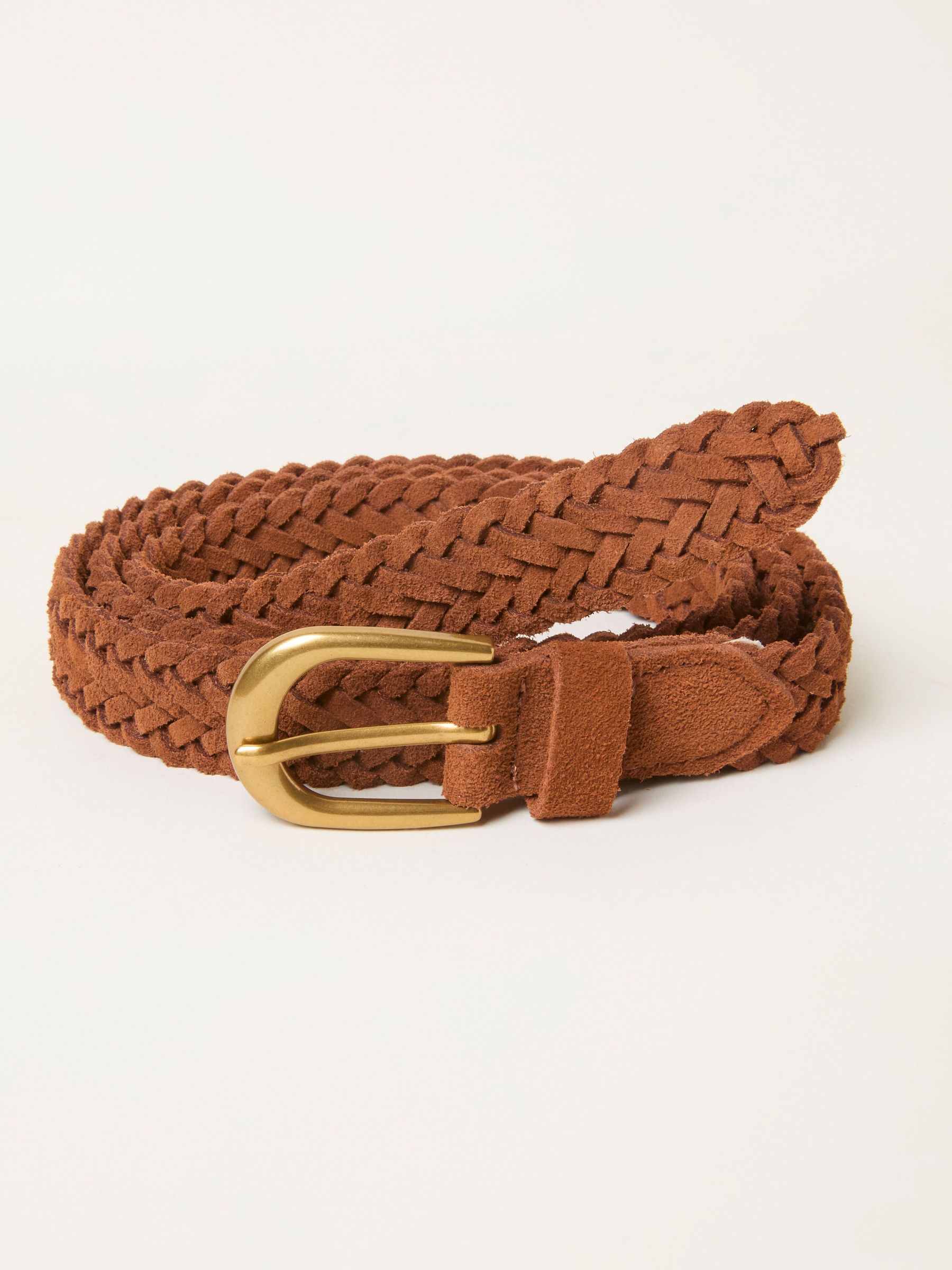 Tan Brown Suede Buckle Interest Belt (W79766) | $48
