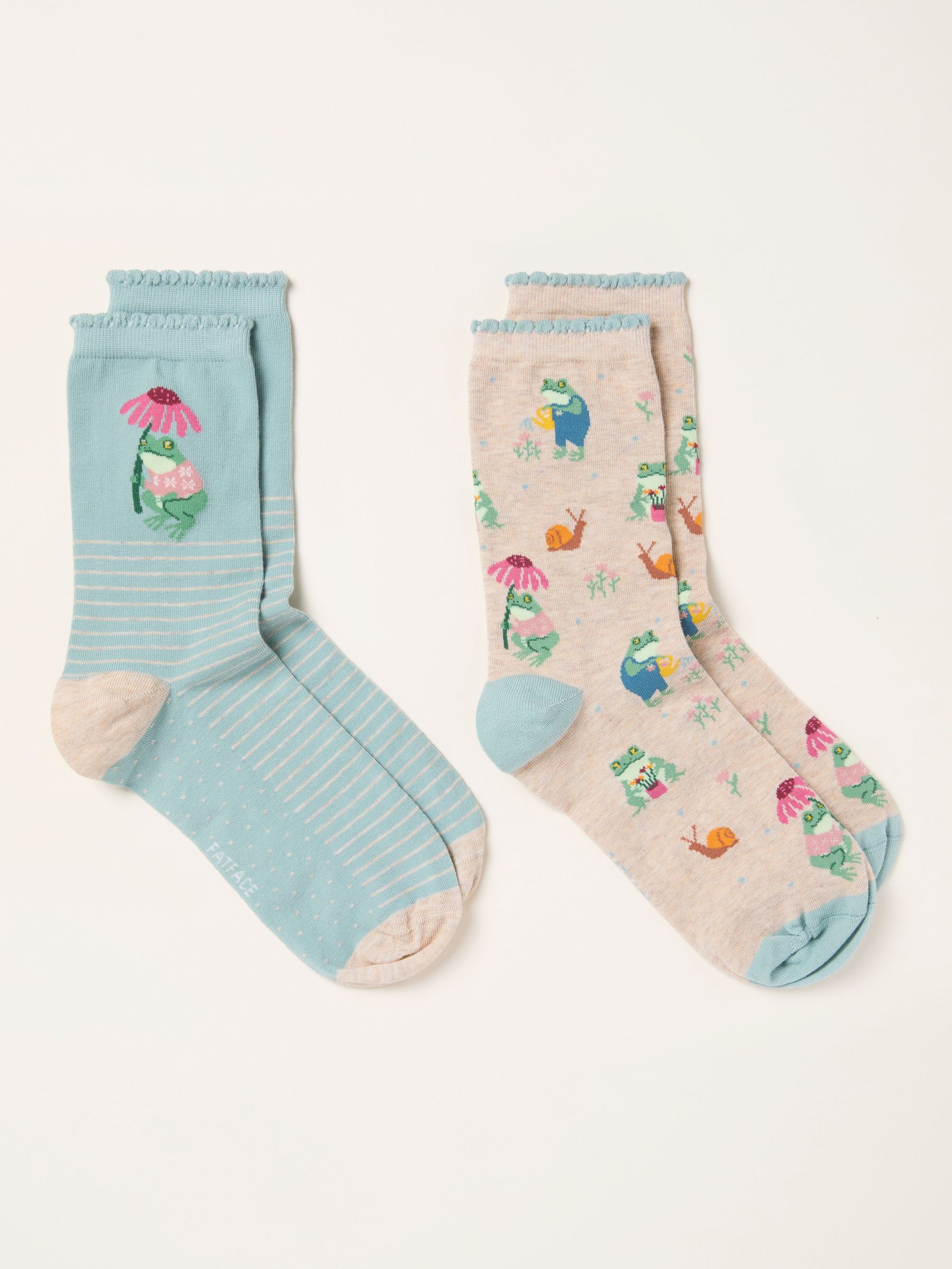 Multi Two Pack Floral Frog Socks in a Box (W79959) | €16.50