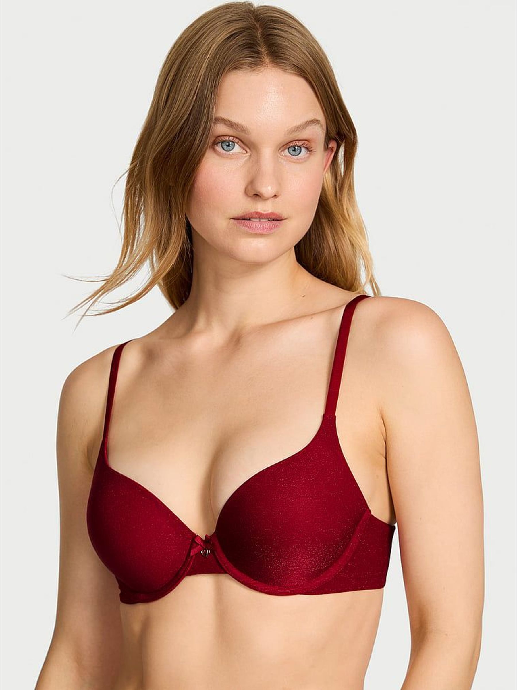 Red Lacquer Full Cup Push Up Shimmer Bra (W83376) | €50
