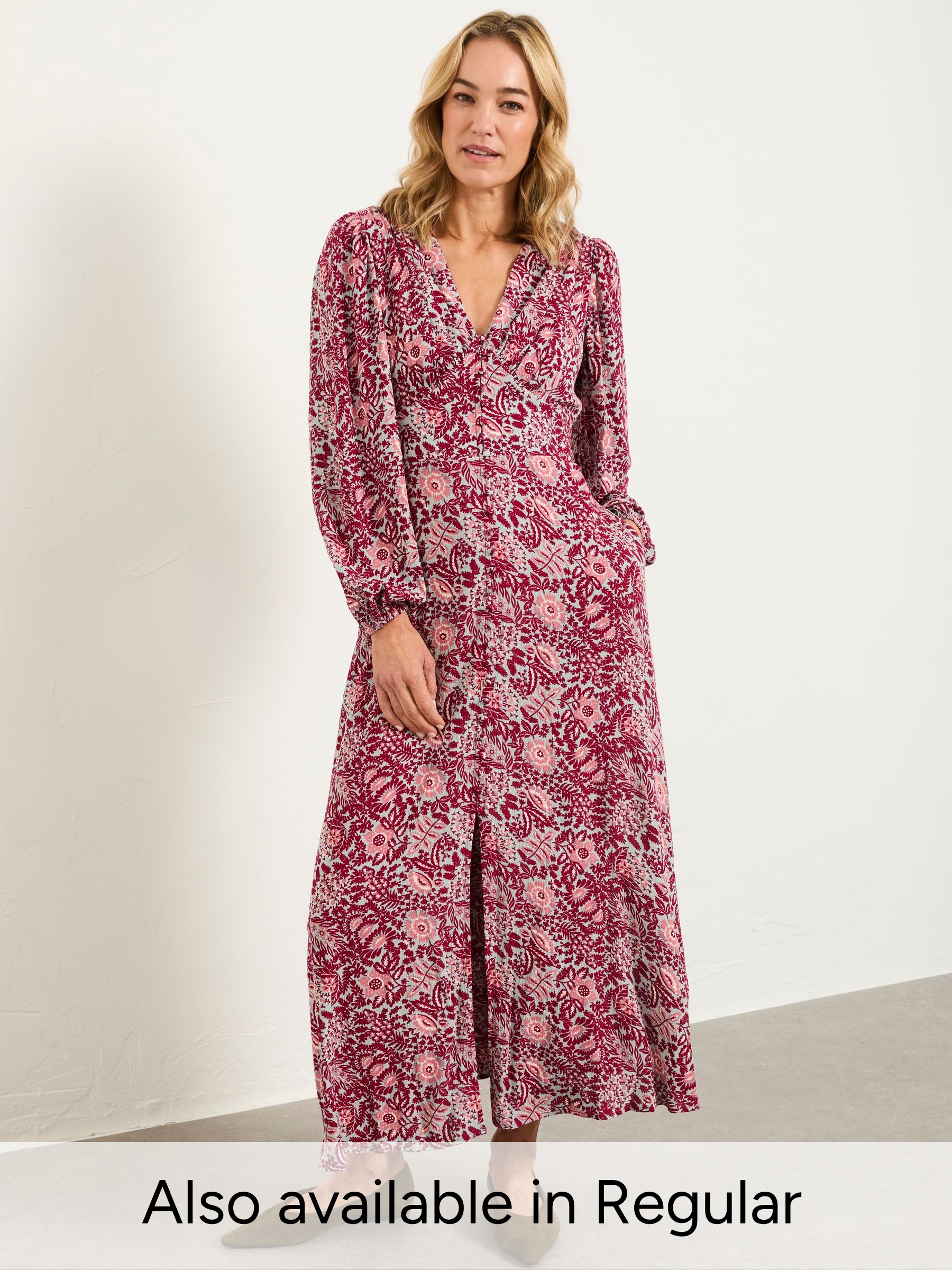 Livvy Plum Purple Spriggy Ditsy Petite Midi Dress (W83557) | $132