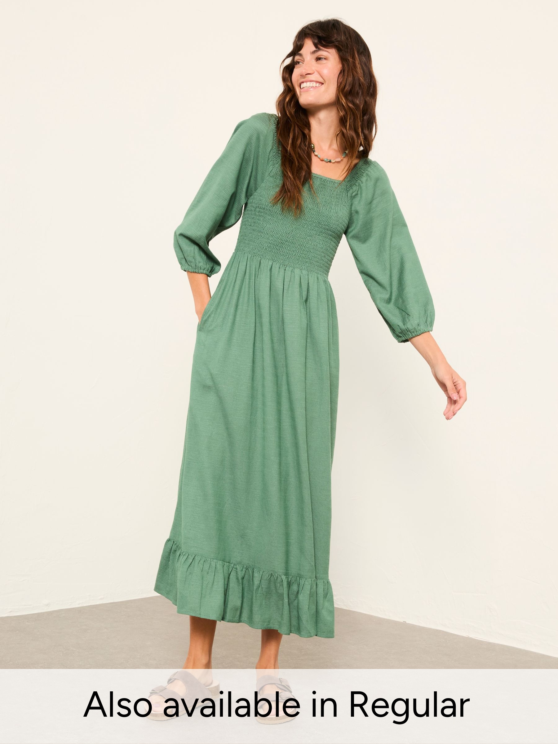 Adele Green Petite Midi Dress (W83577) | $132