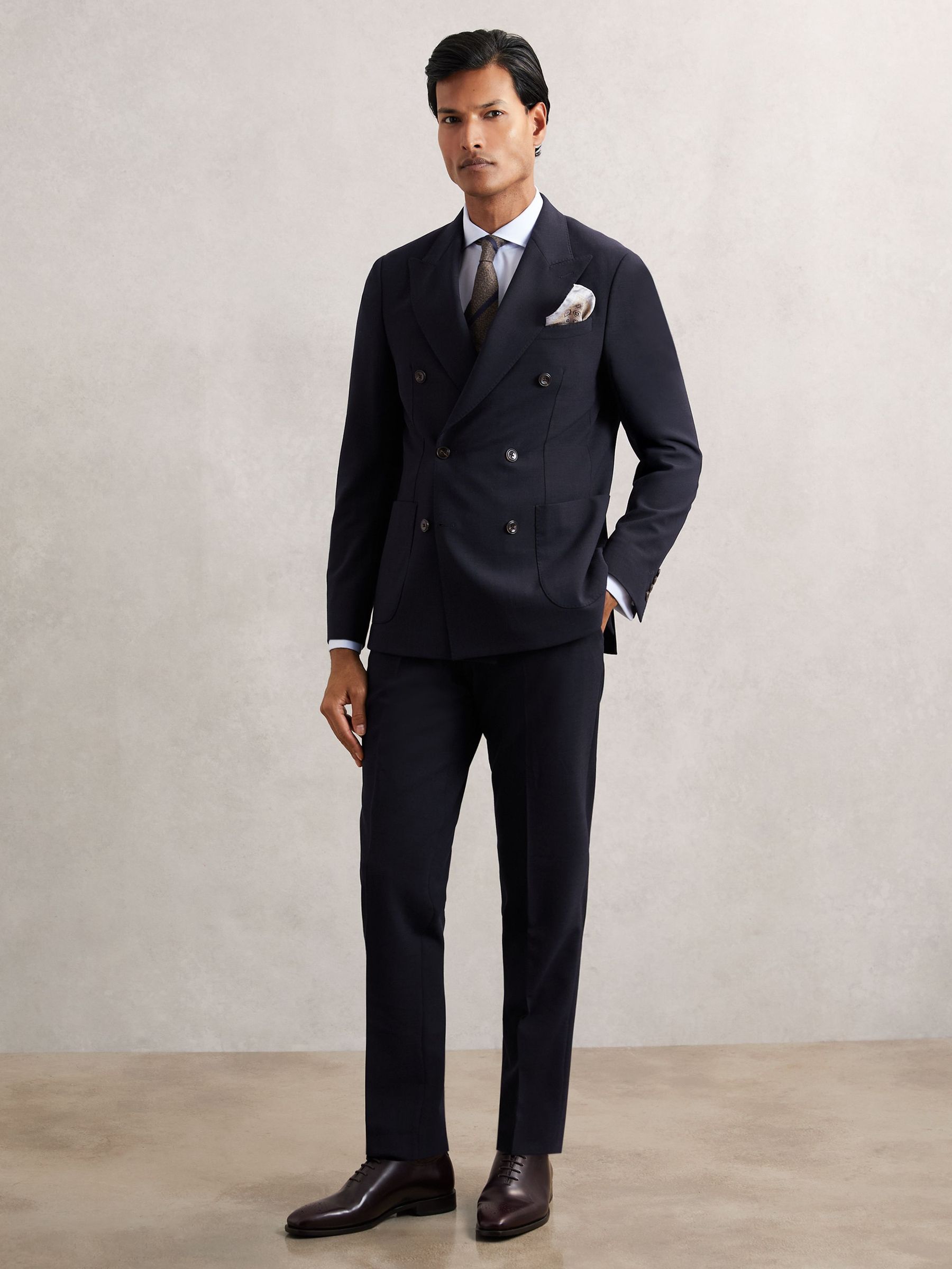 Slim-Fit Textured Suit Trousers With Wool in Navy (W83705) | €230