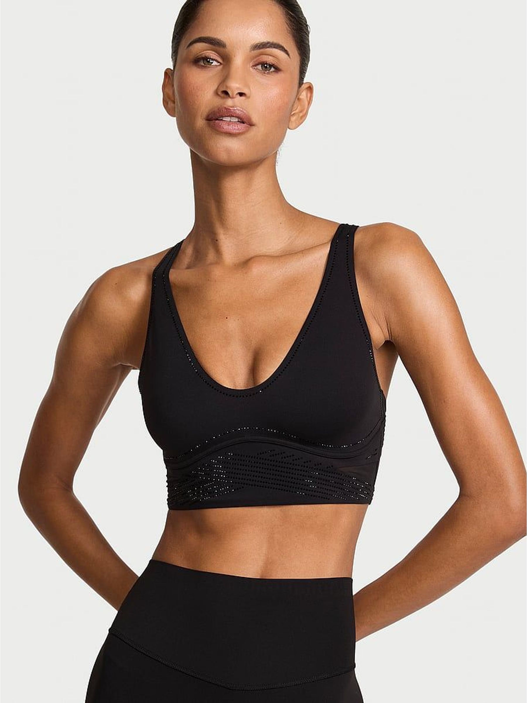 Black Elevate™ Diamanté Flex Contours Plunge Low Support Sports Bra (W84457) | €83
