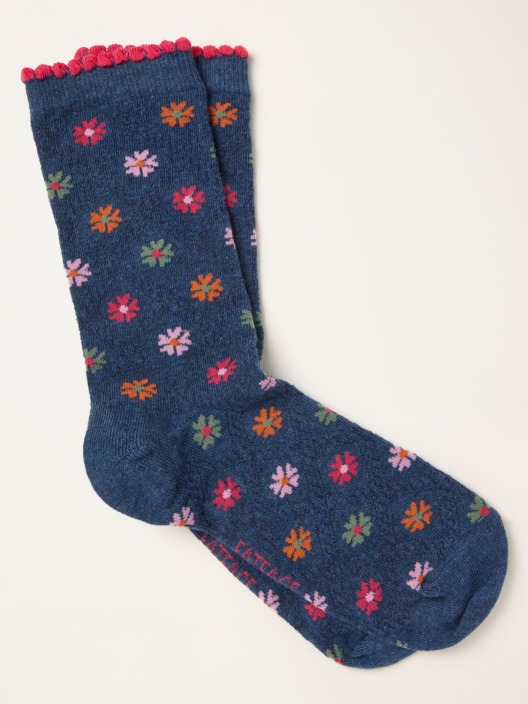 Navy Floral Socks (W86587) | $14