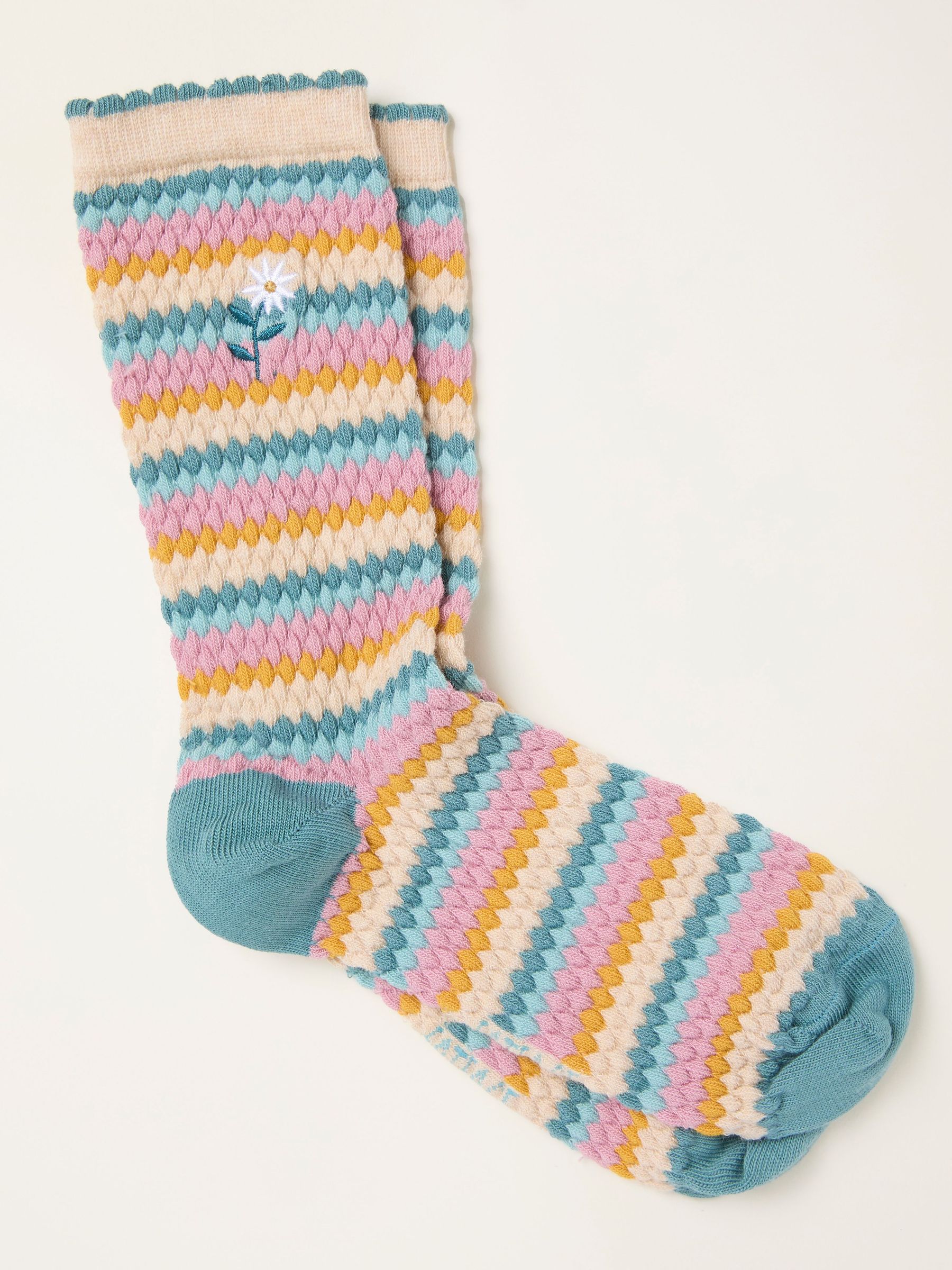 Multi Colour Textured Embroidered Socks (W86591) | €9.50