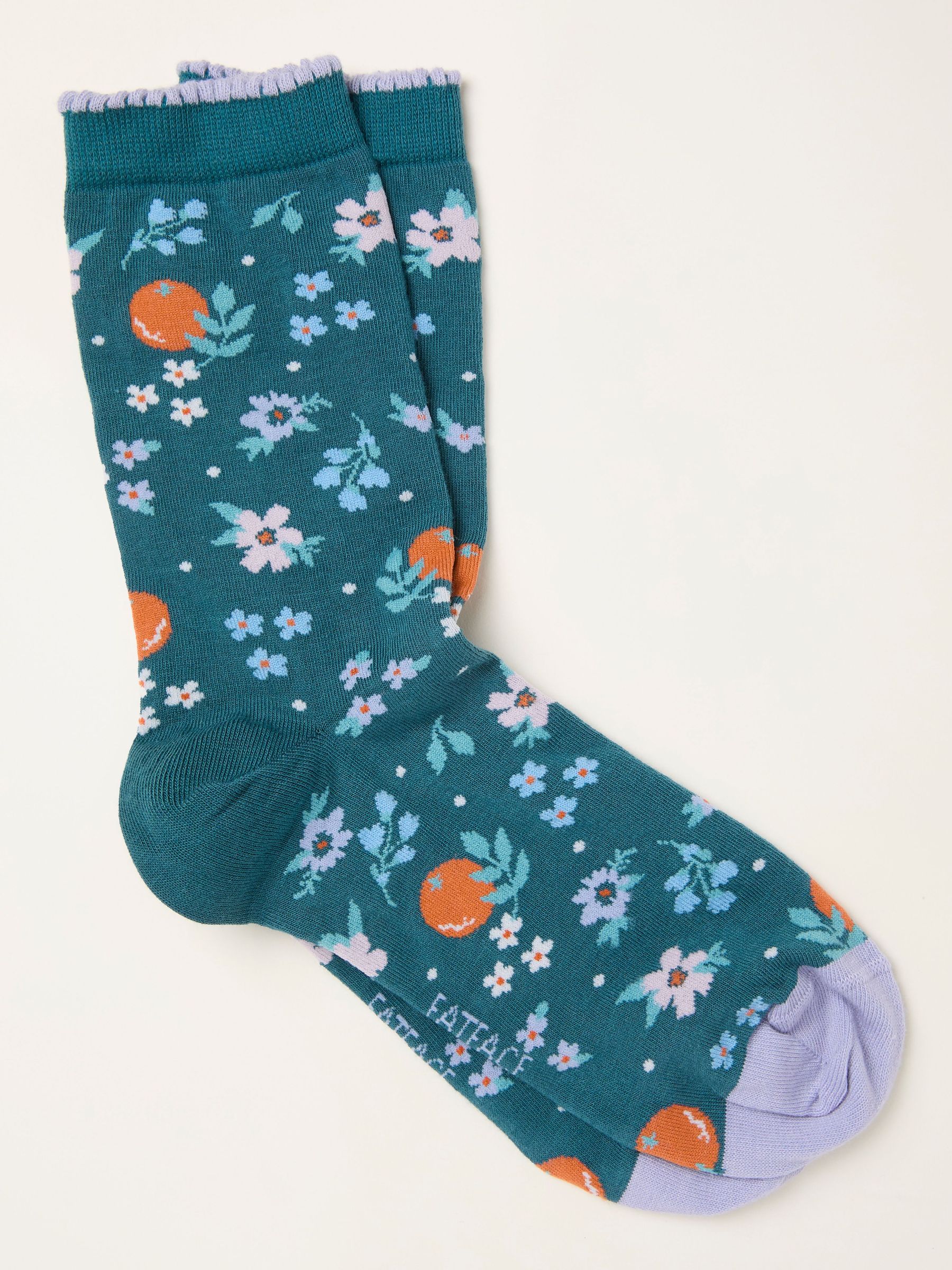 Teal Blue Oranges Socks (W86611) | $14
