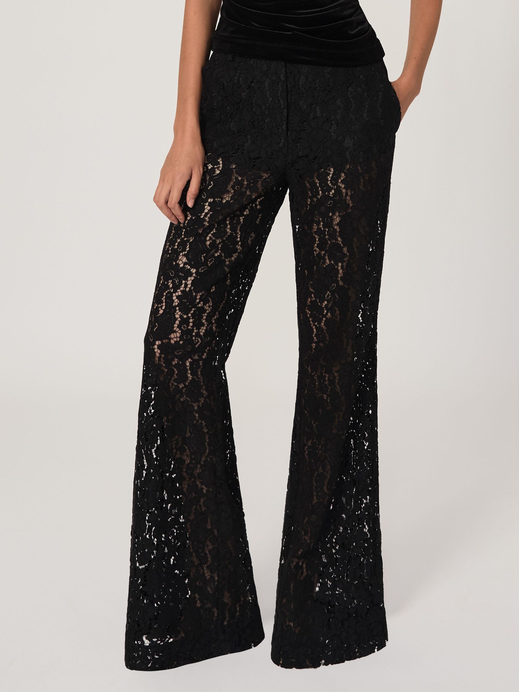 Lace Wide Leg Trousers in Black (W89191) | DKK2,020