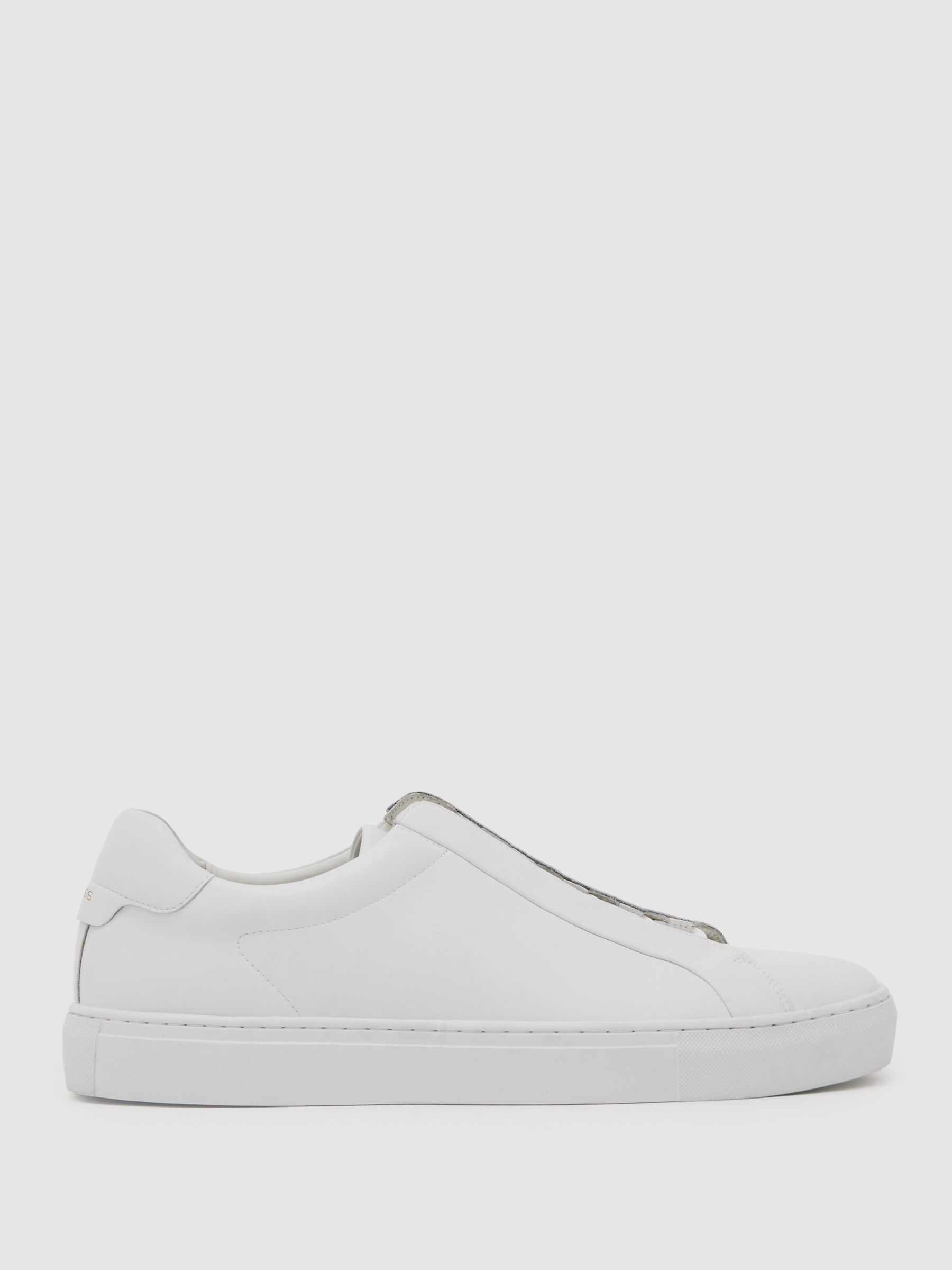 Bonded-Leather Concealed-Lace Trainers in White (W89602) | $240