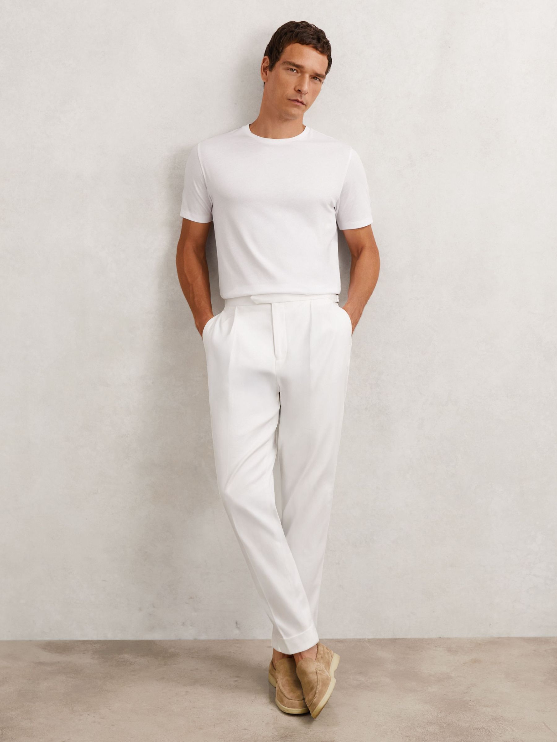 Cotton Crew-Neck T-Shirt in White (W89609) | KWD15