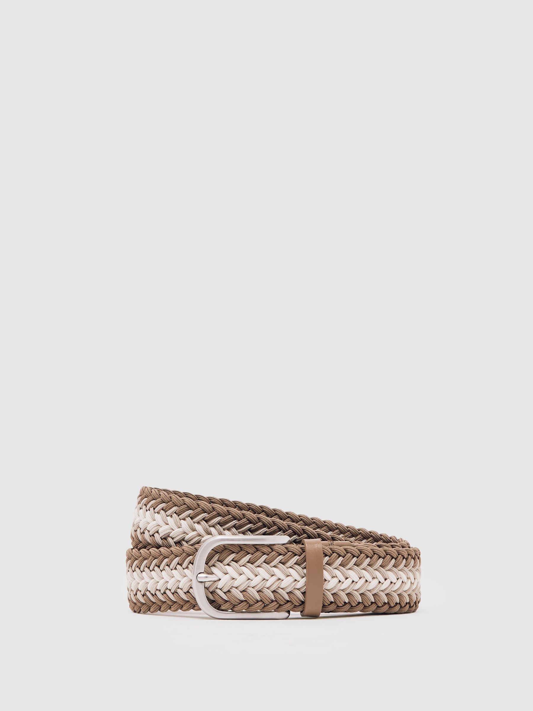 Woven Stripe Belt in Taupe Brown/Off White (W89614) | Kč2,660