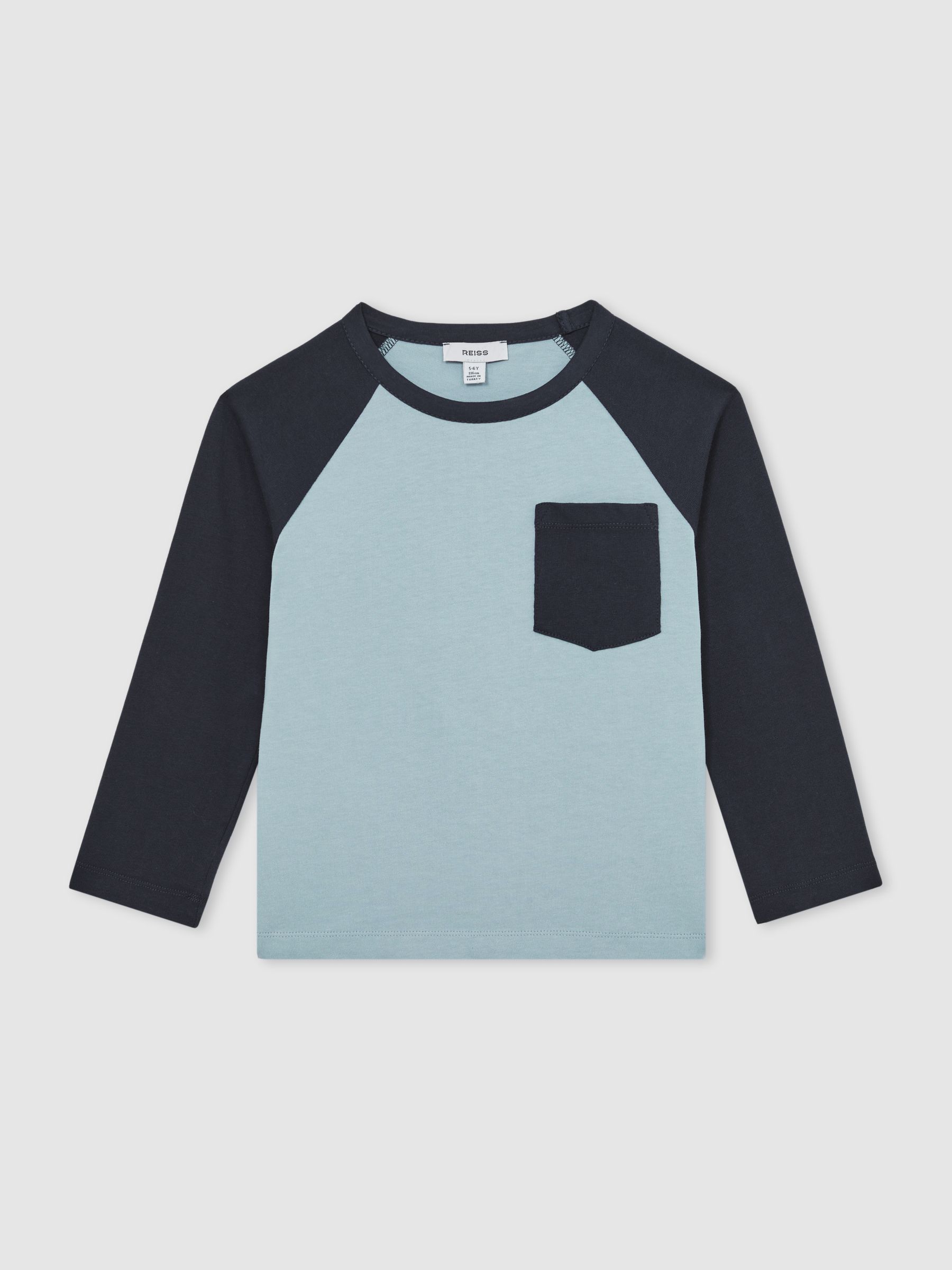 13-14 yrs Cotton Colour-Block Long-Sleeve T-Shirt in Navy Blue (W90075) | €35