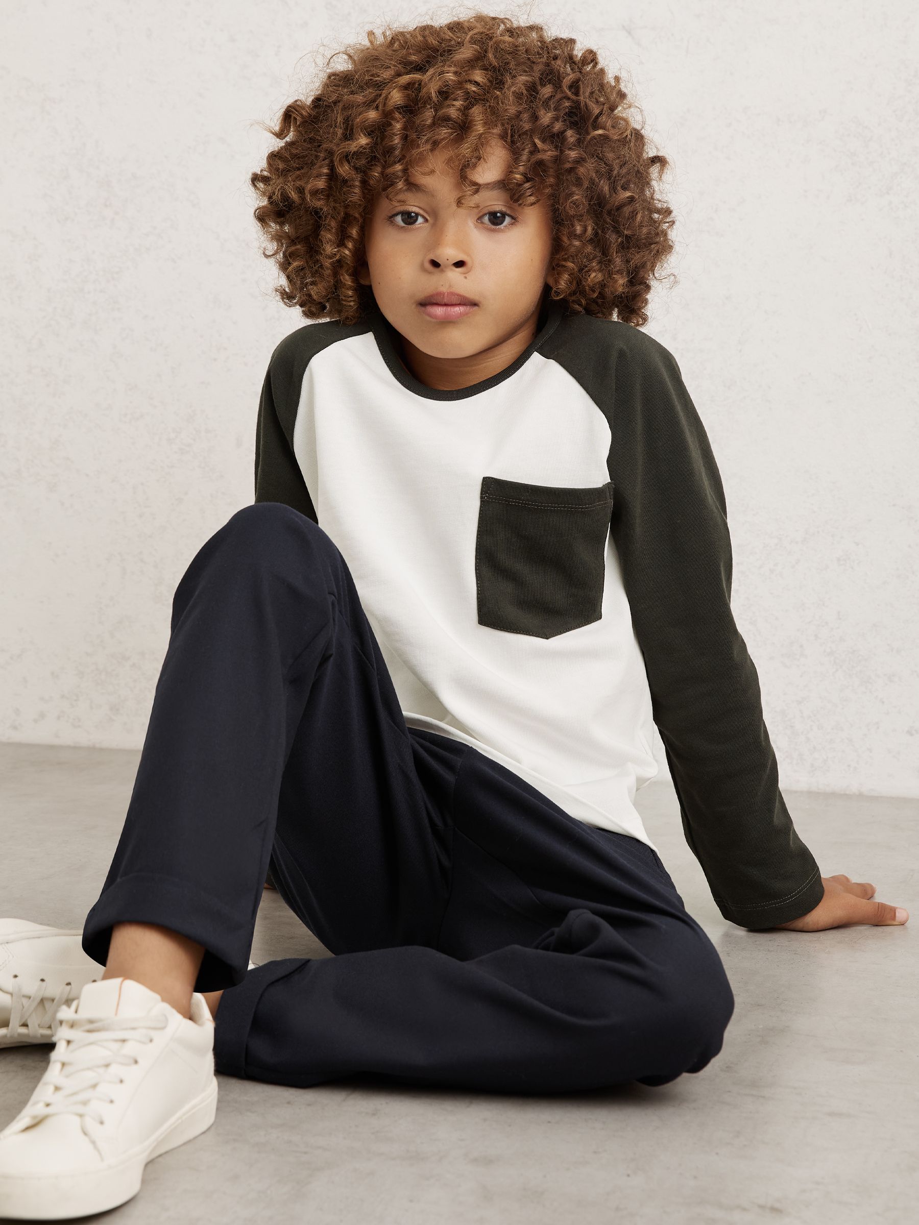 3-9 yrs Cotton Colour-Block Long-Sleeve T-Shirt in Green (W90076) | €30