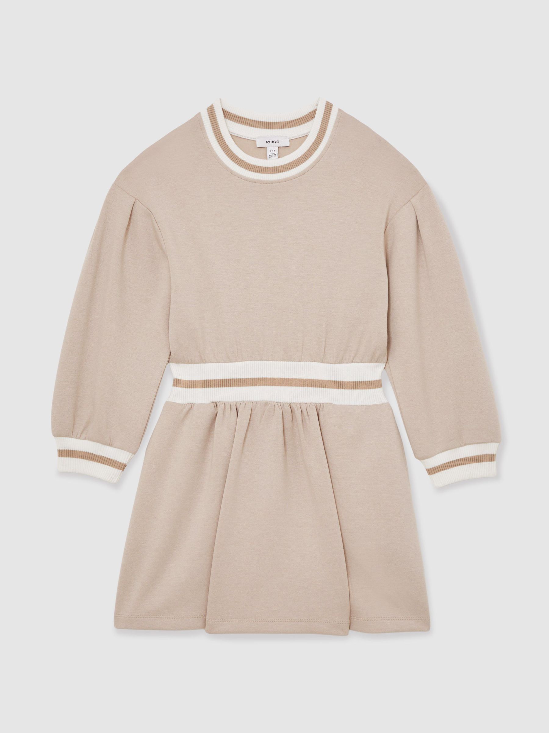 13-14 yrs Stripe-Trim Sweatshirt Dress in Neutral (W90598) | $90