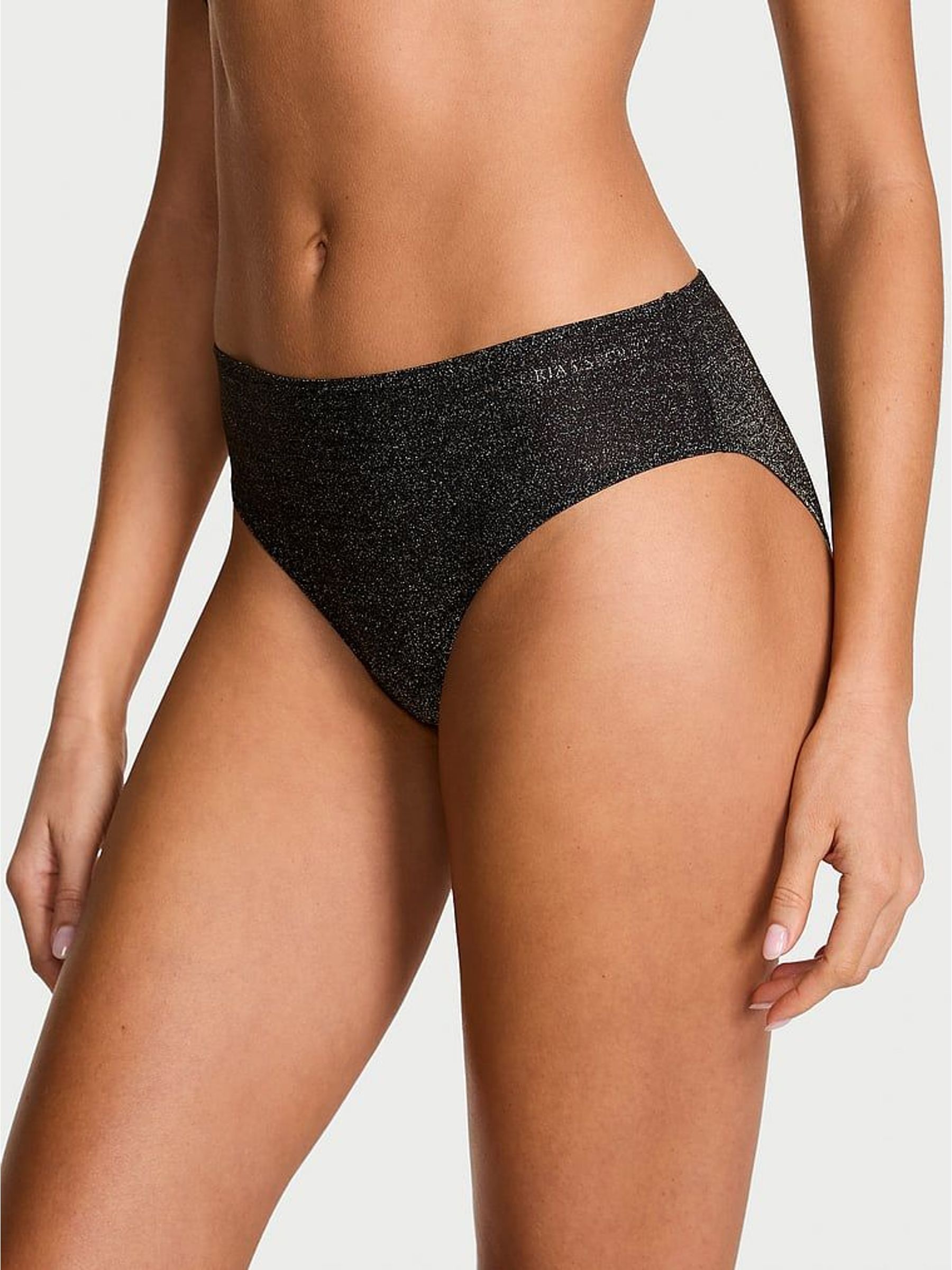 Black Bikini Shimmer Mid-Rise Knickers (W96041) | €20