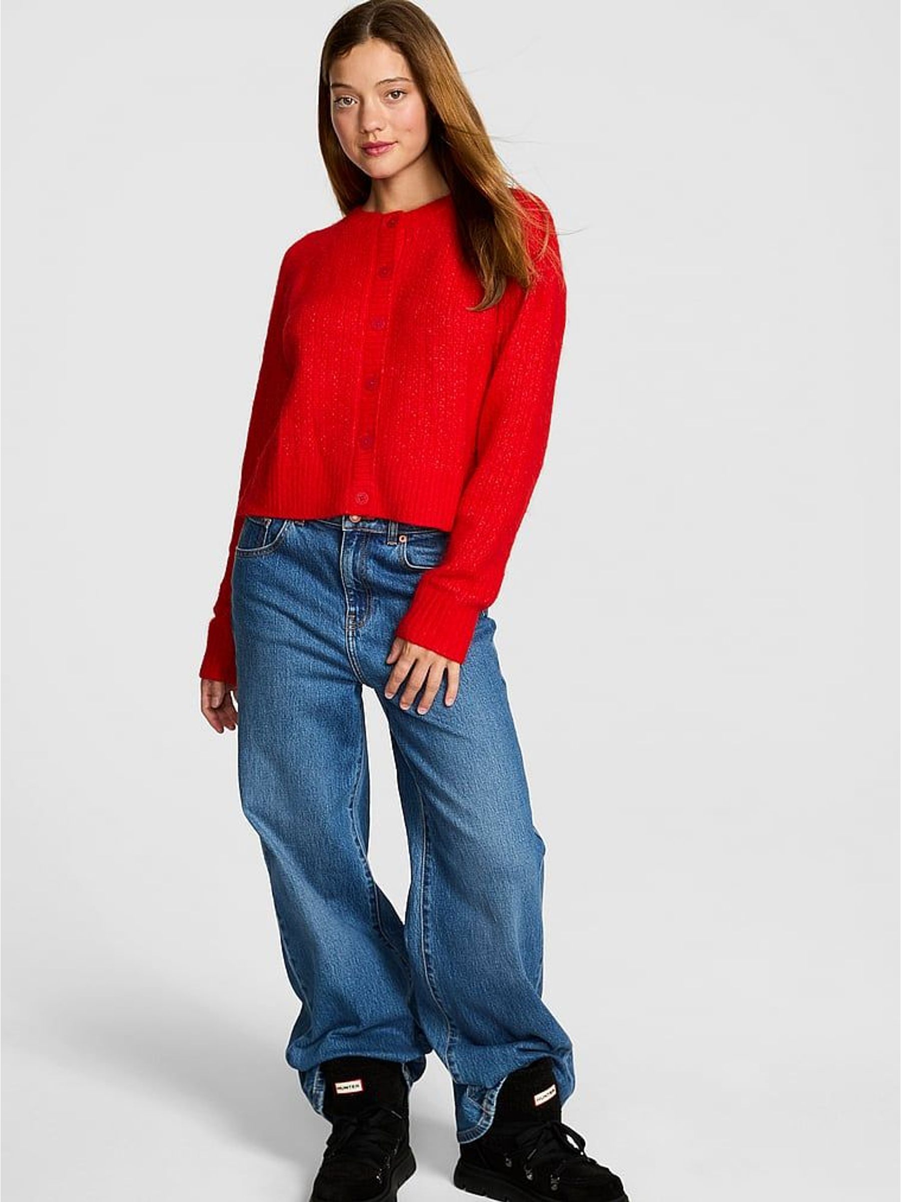 Bright Vermillion Red Knit Cardigan (W96073) | €77