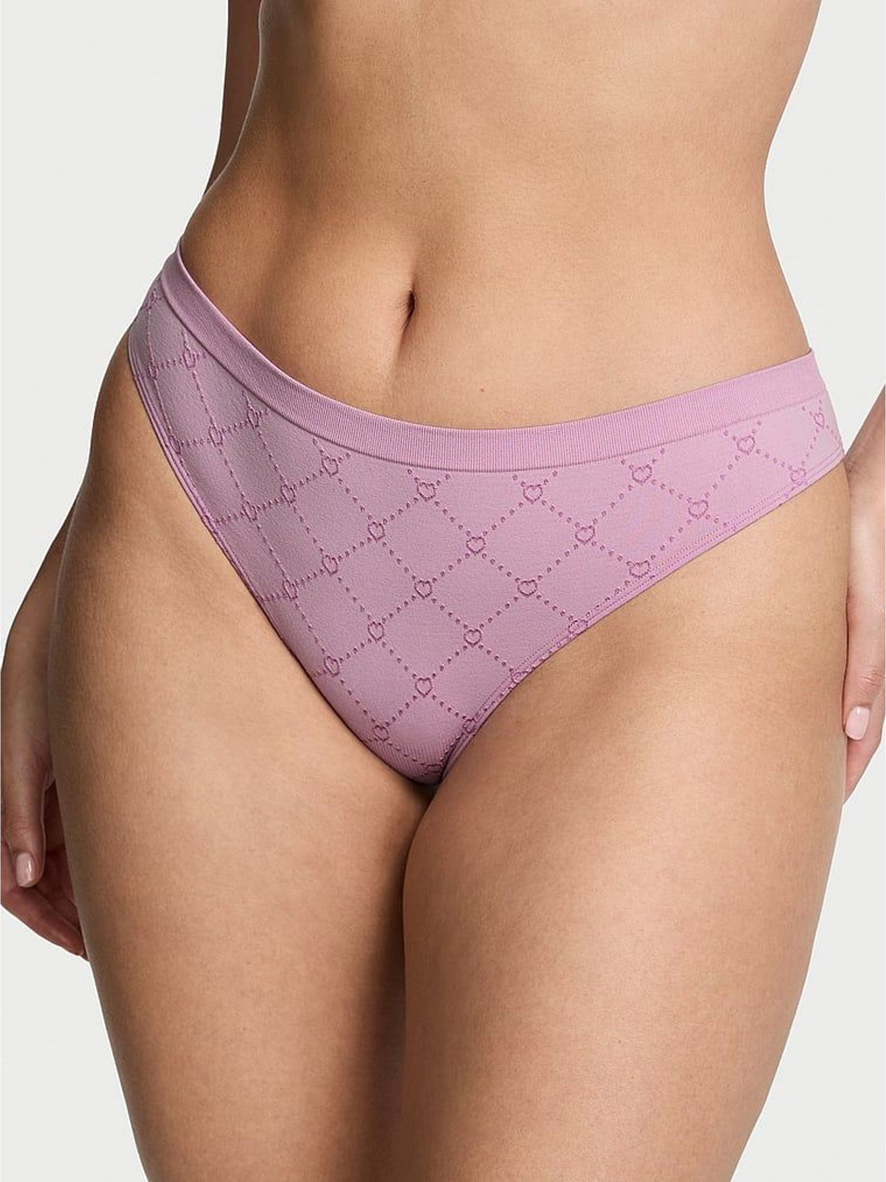 Bikini Purple Thong Quilted Heart Knickers (W96191) | €13