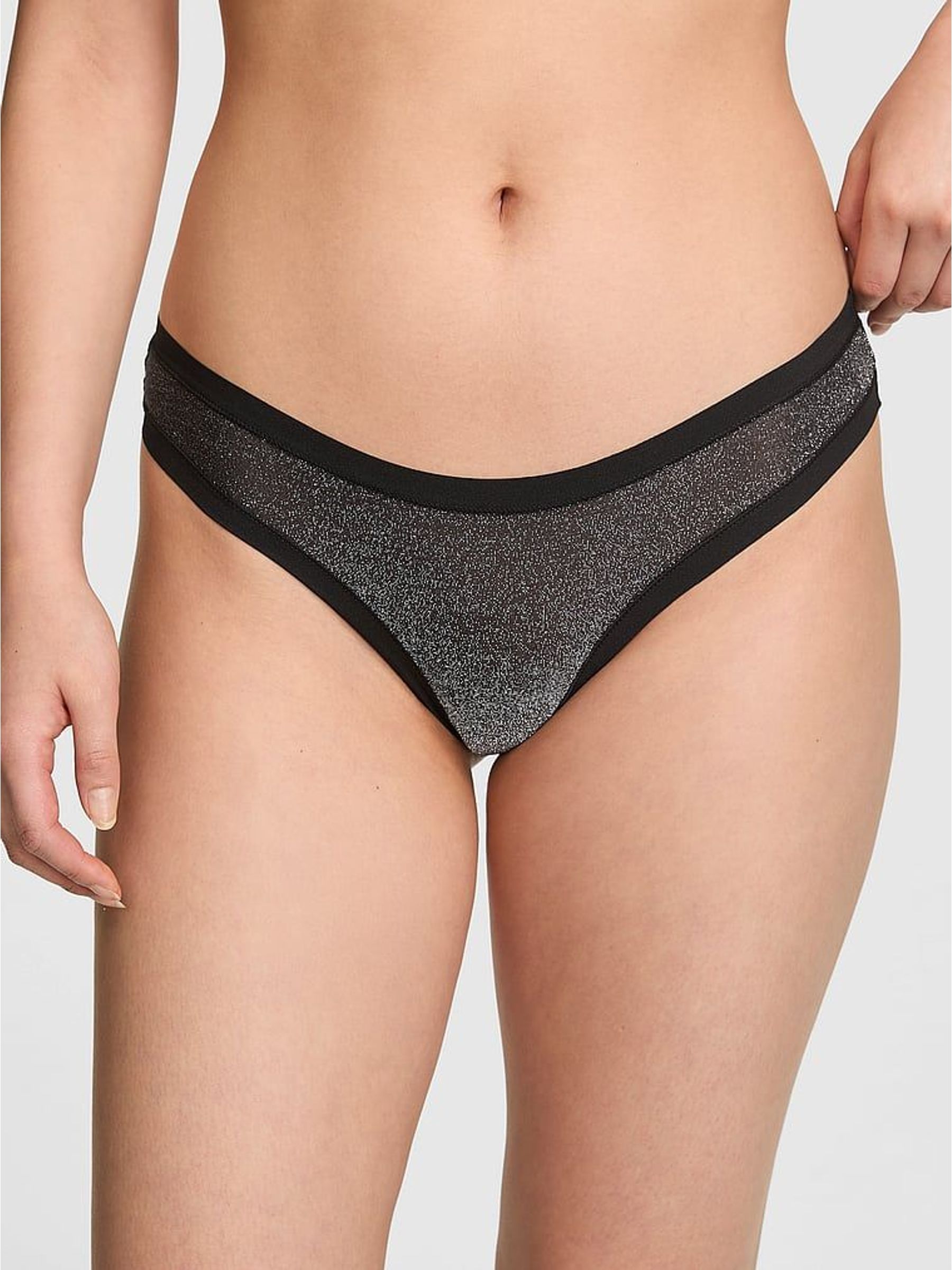 Black Shine Thong No Show Knickers (W97416) | €13