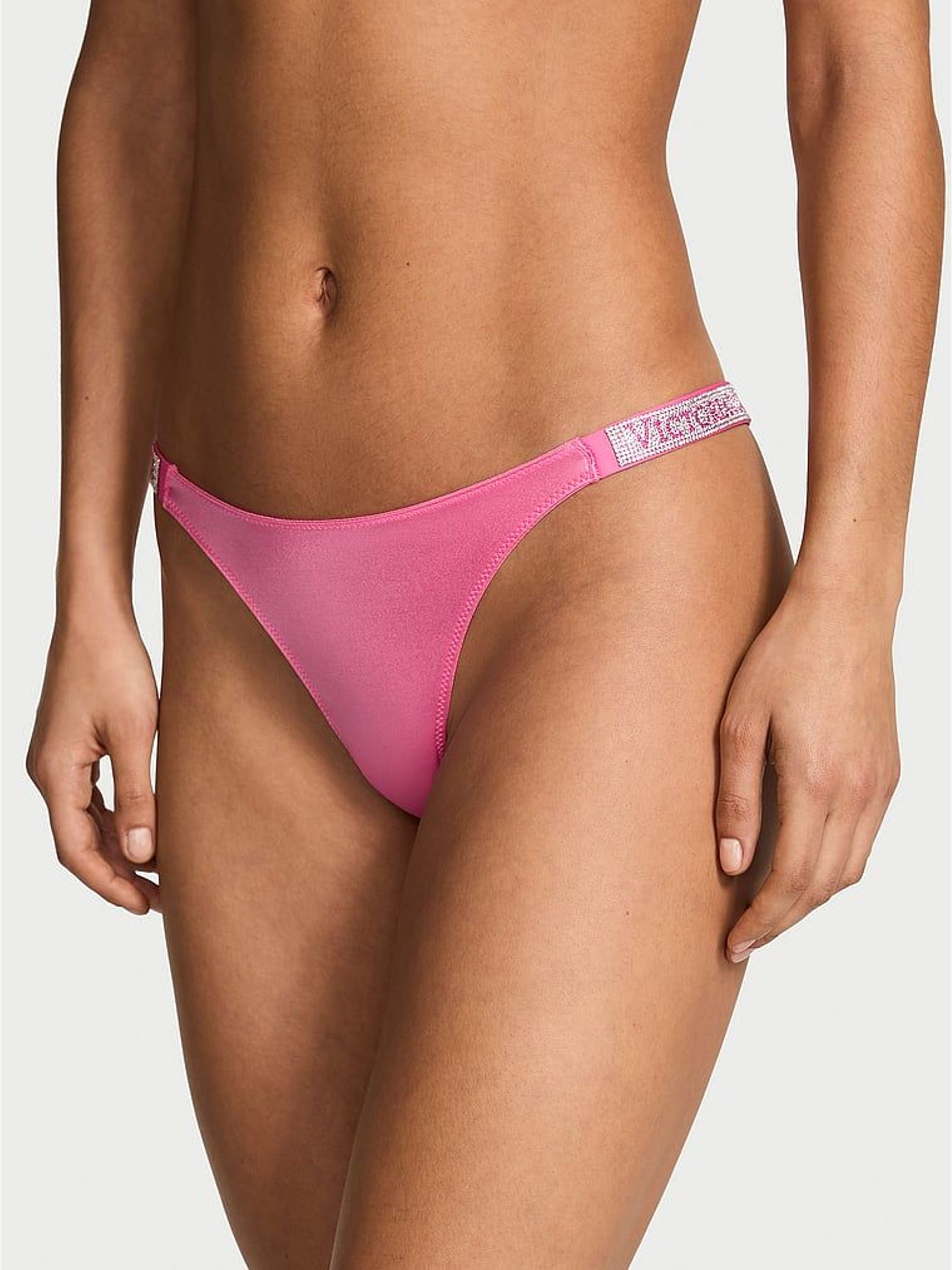 Rose Garden Pink Brazilian Shine Strap Knickers (W98053) | €25