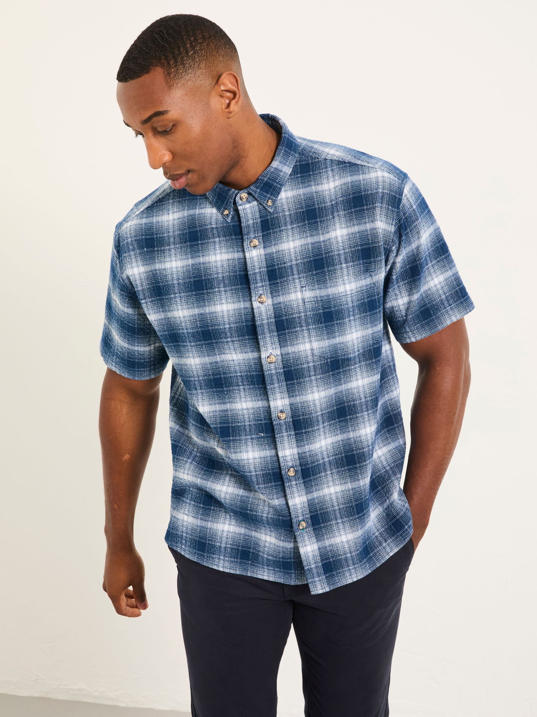 Morley Blue Short Sleeve Relaxed Fit Check Shirt (W99026) | €58