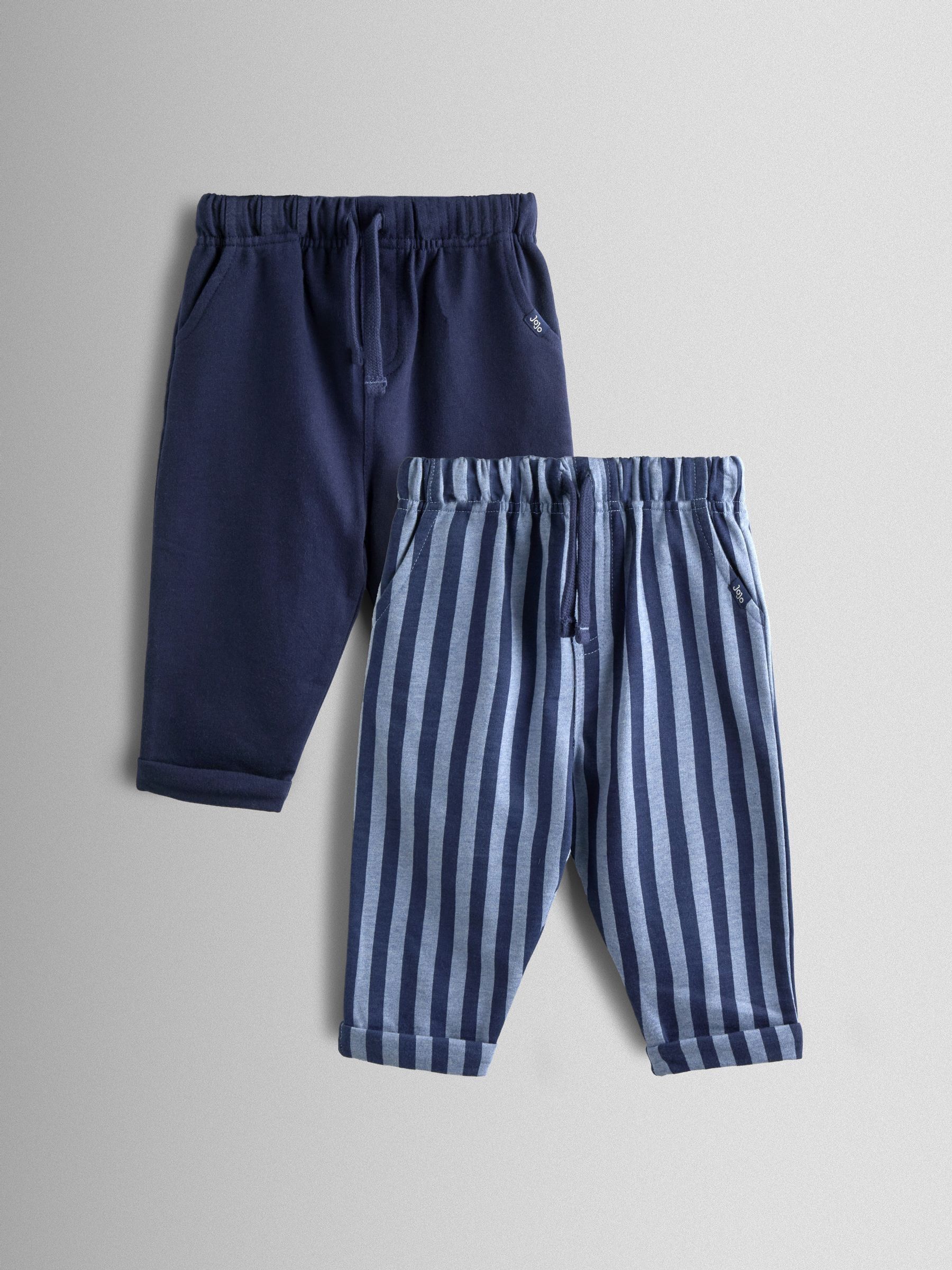 Navy Blue Stripe & Navy Blue 2-Pack Stripe & Plain Joggers (W99951) | $43