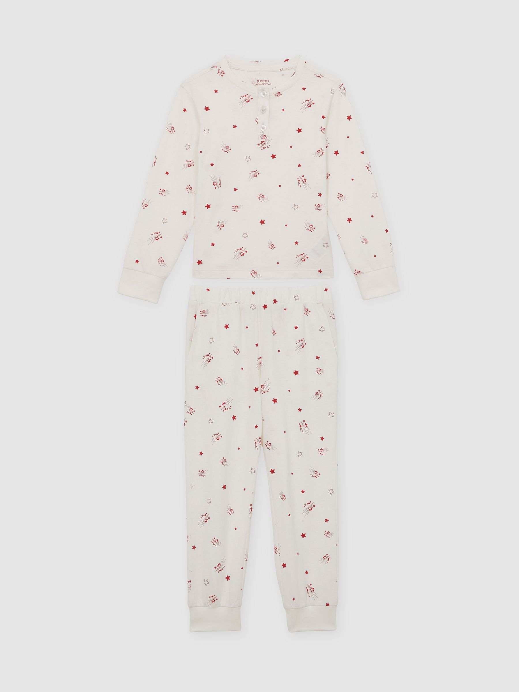 13-14 yrs Cotton-Jersey Star-Print Pyjama Set in Ivory (Y00544) | 220 QAR