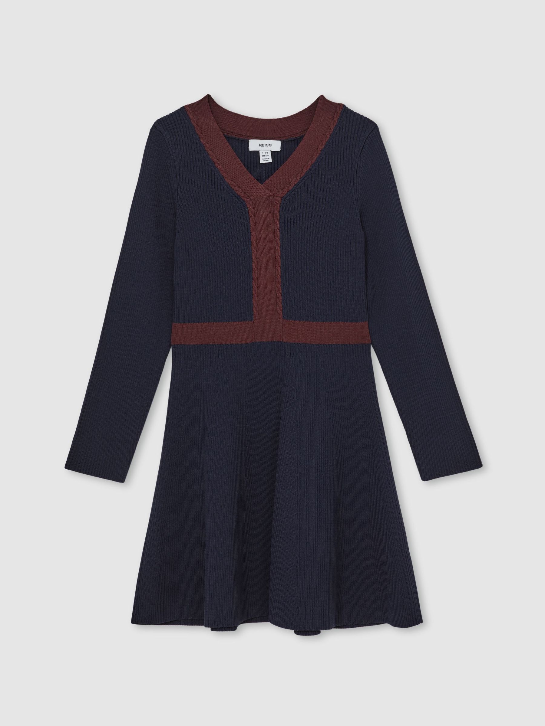 Craft-Stitch Rib-Knit Dress in Navy (Y00547) | $165