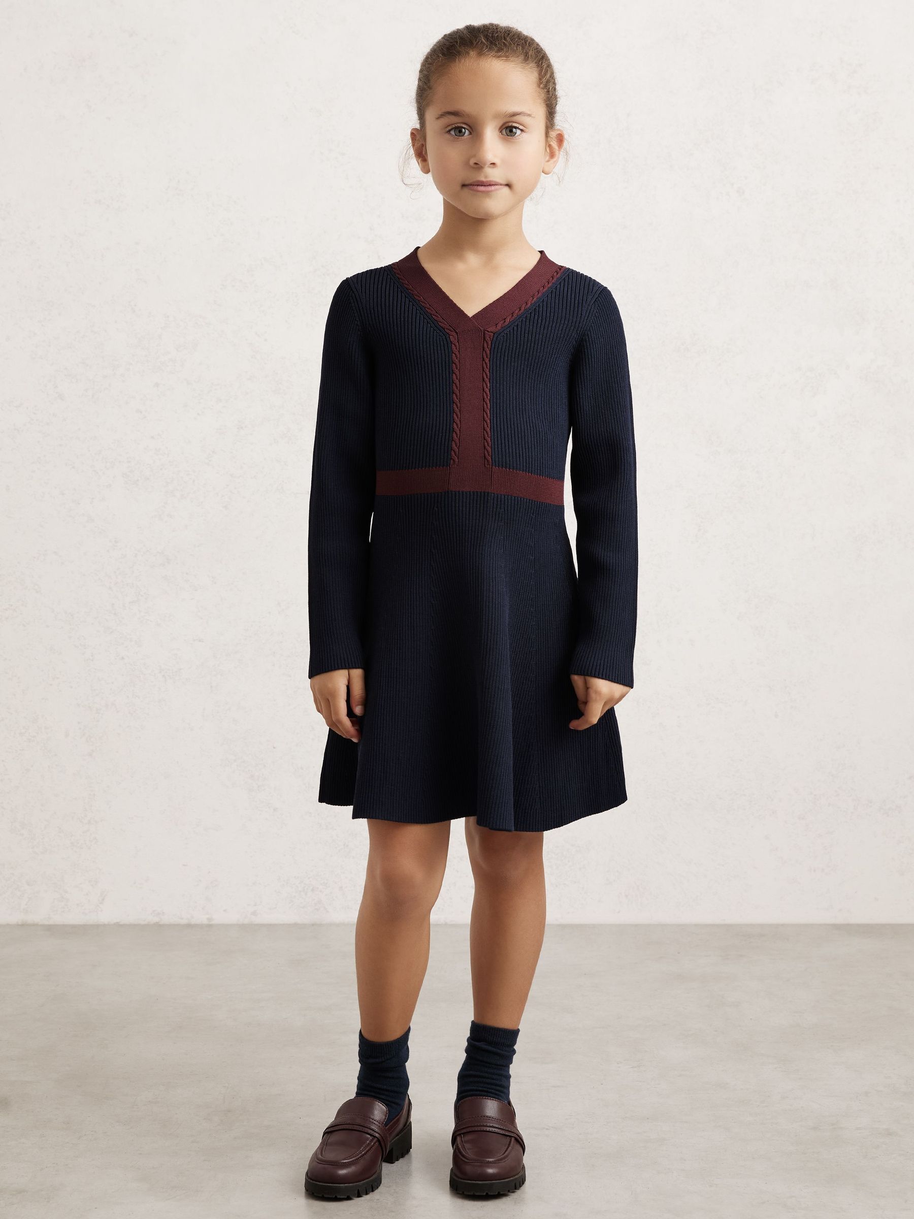 Craft-Stitch Rib-Knit Dress in Navy (Y00548) | €90