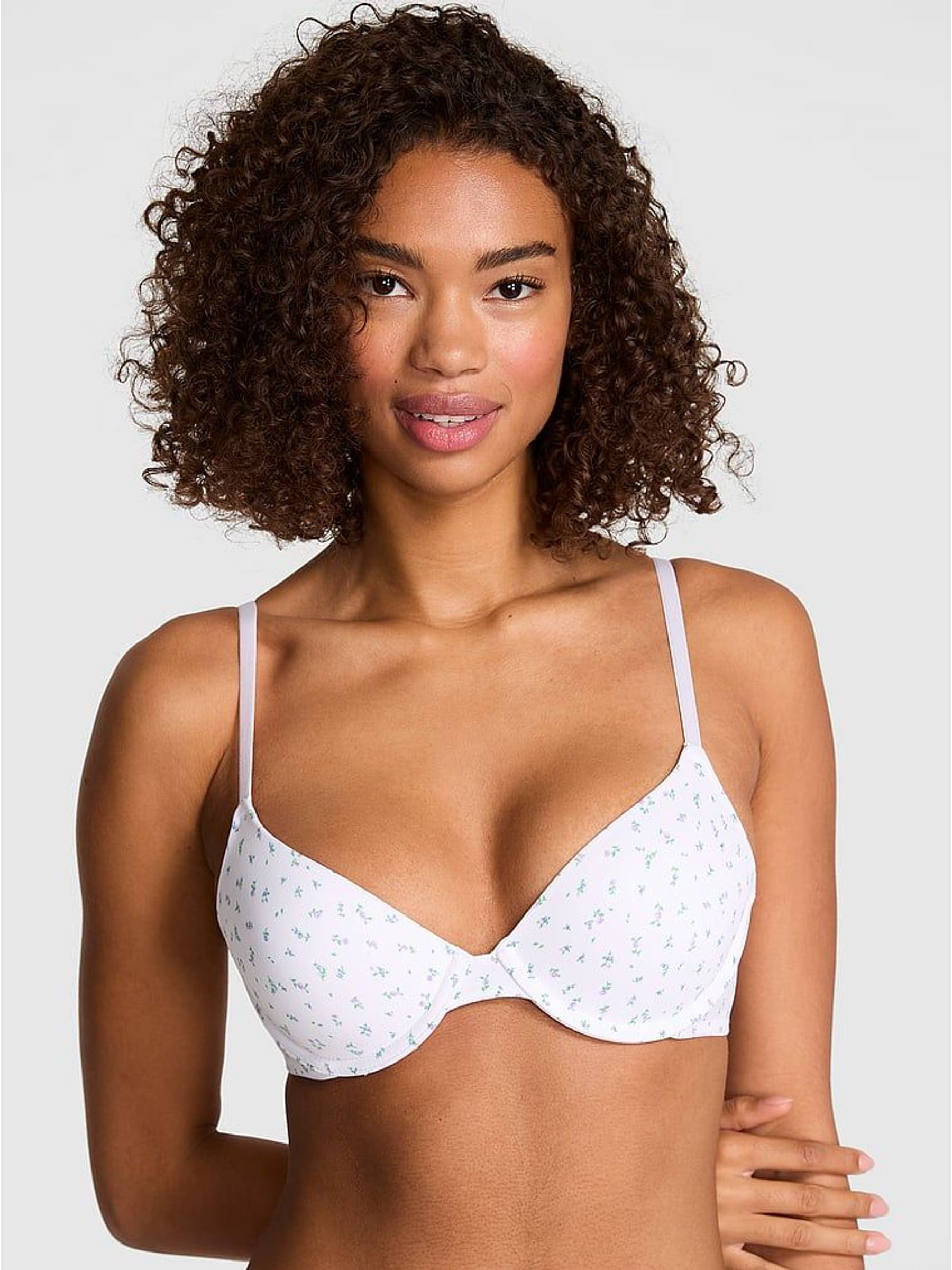 White Floral Print T Shirt Bra (Y01532) | €37