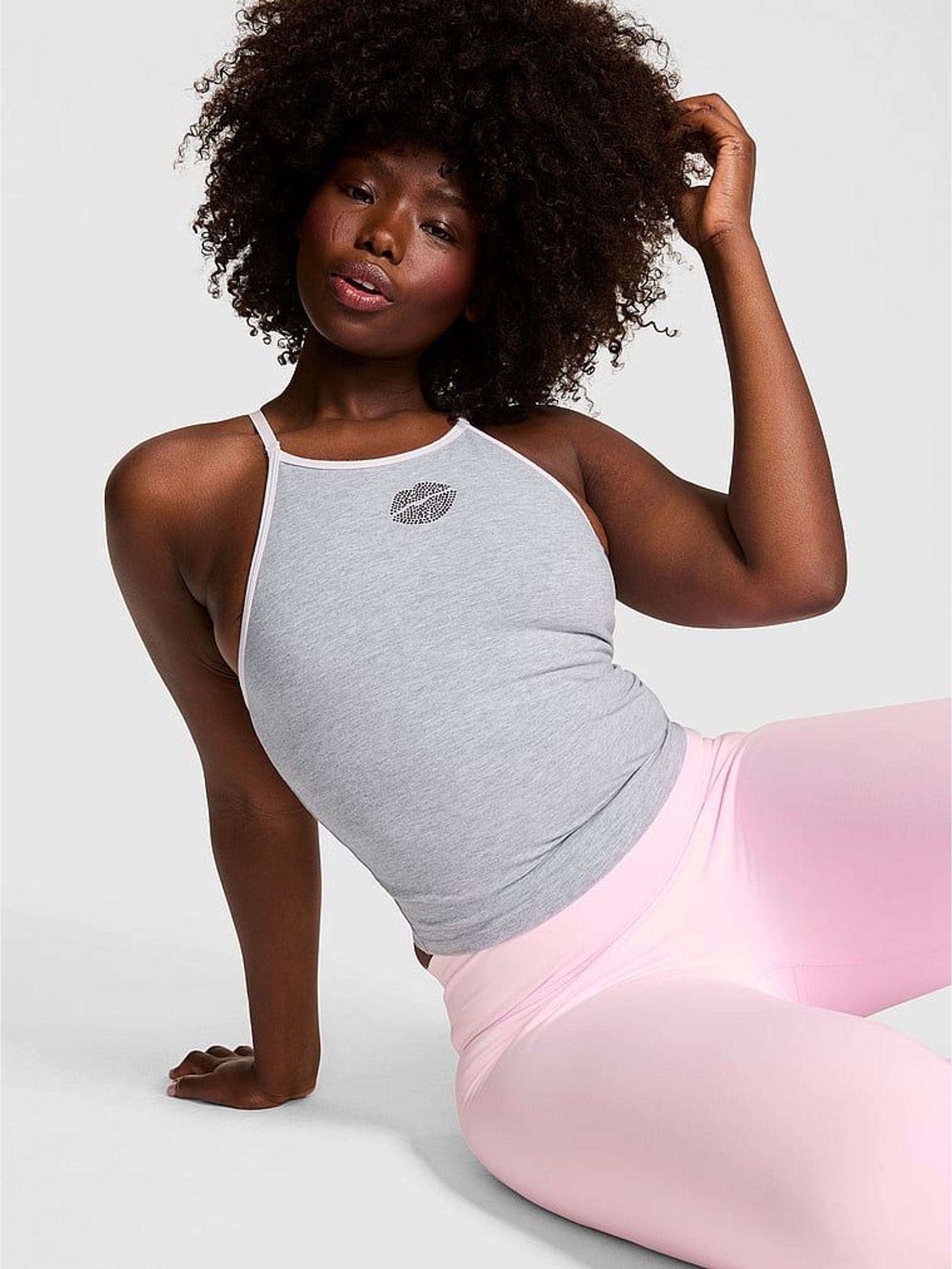 Medium Heather Grey Cotton Halter Bra Top (Y01539) | €37