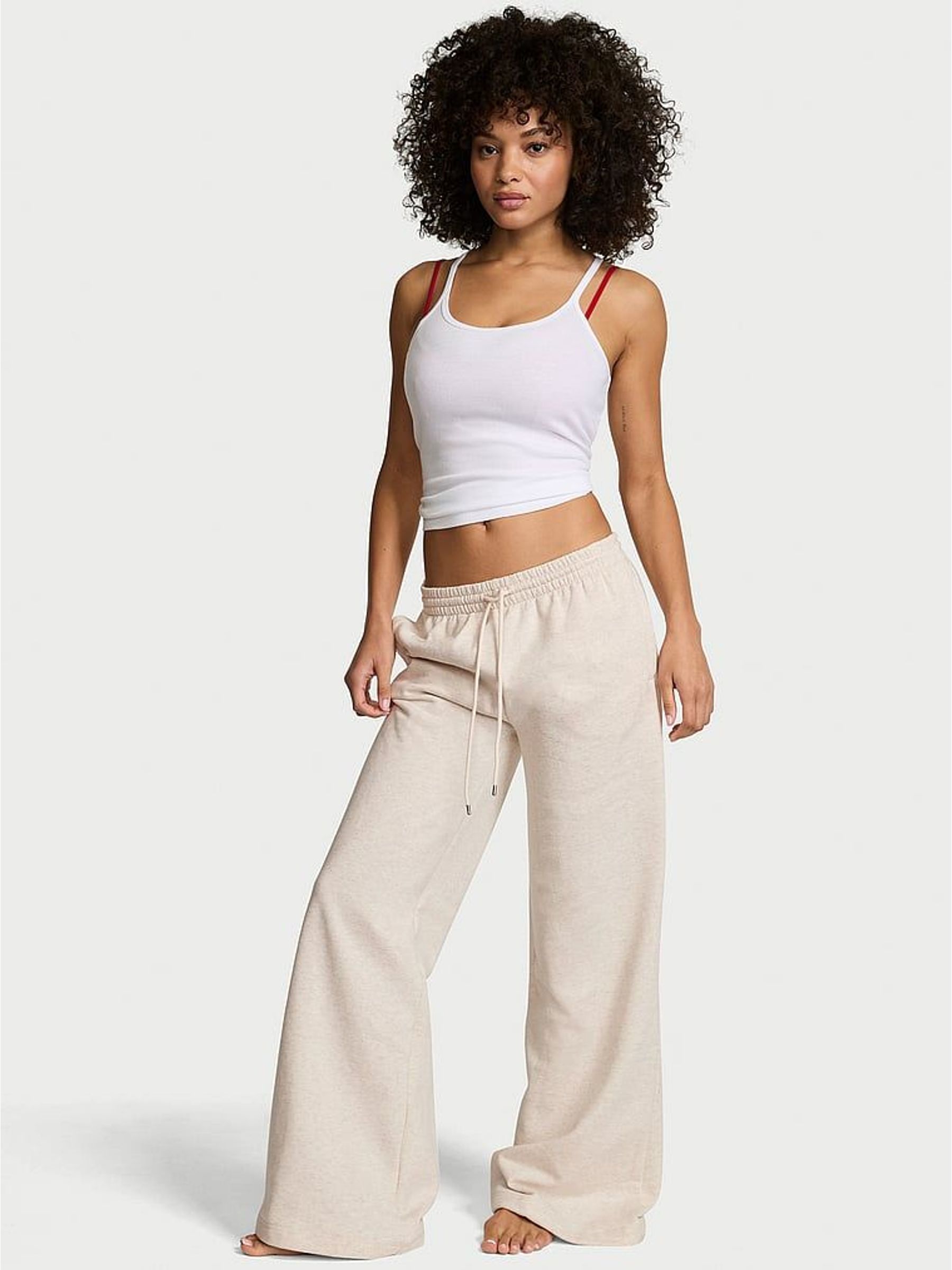 Natural Heather White Fleece Wide Leg Joggers (Y02081) | €83