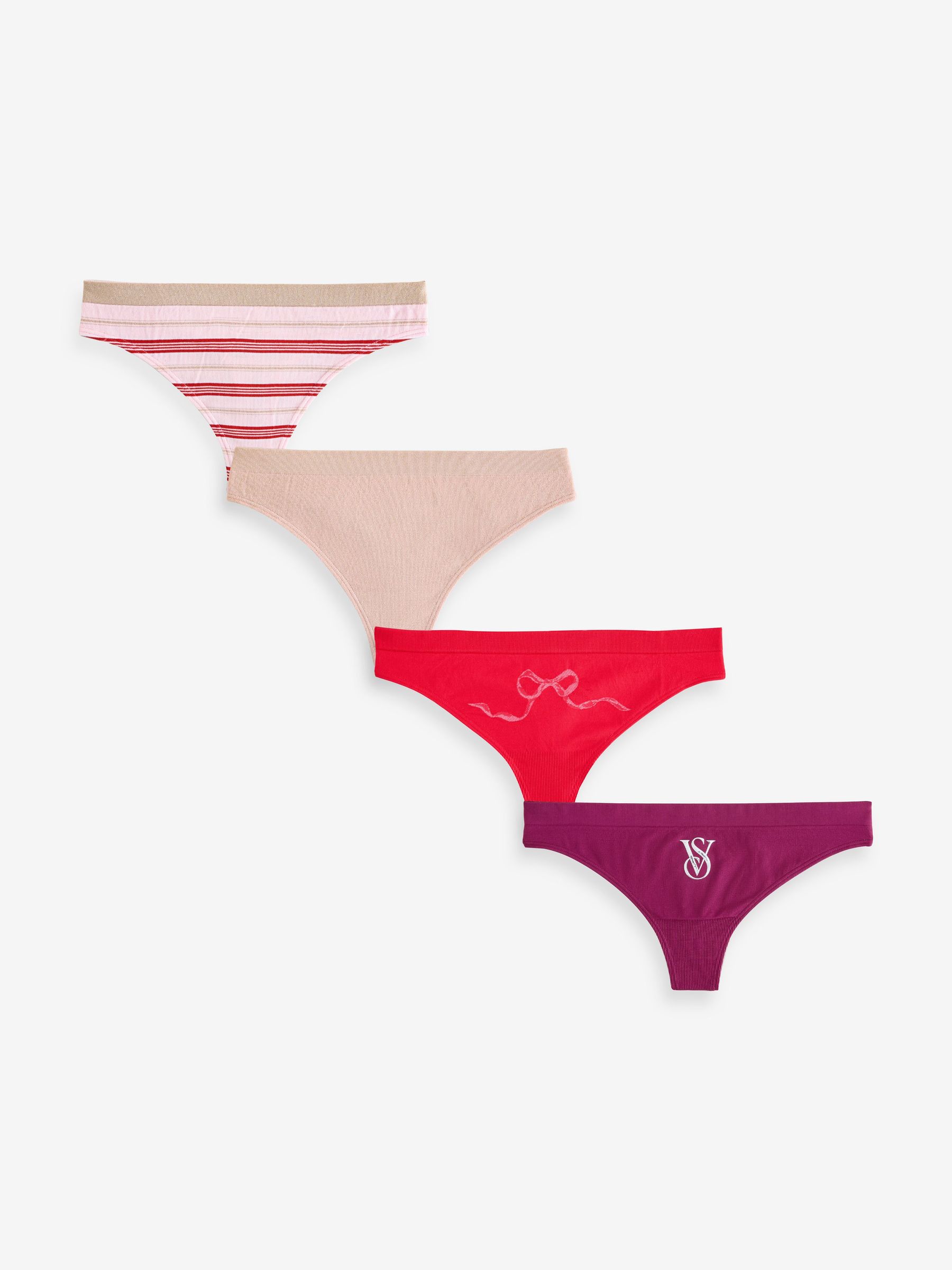 Red/Pink/Purple Thong 4 Pack Knickers (Y02865) | €28
