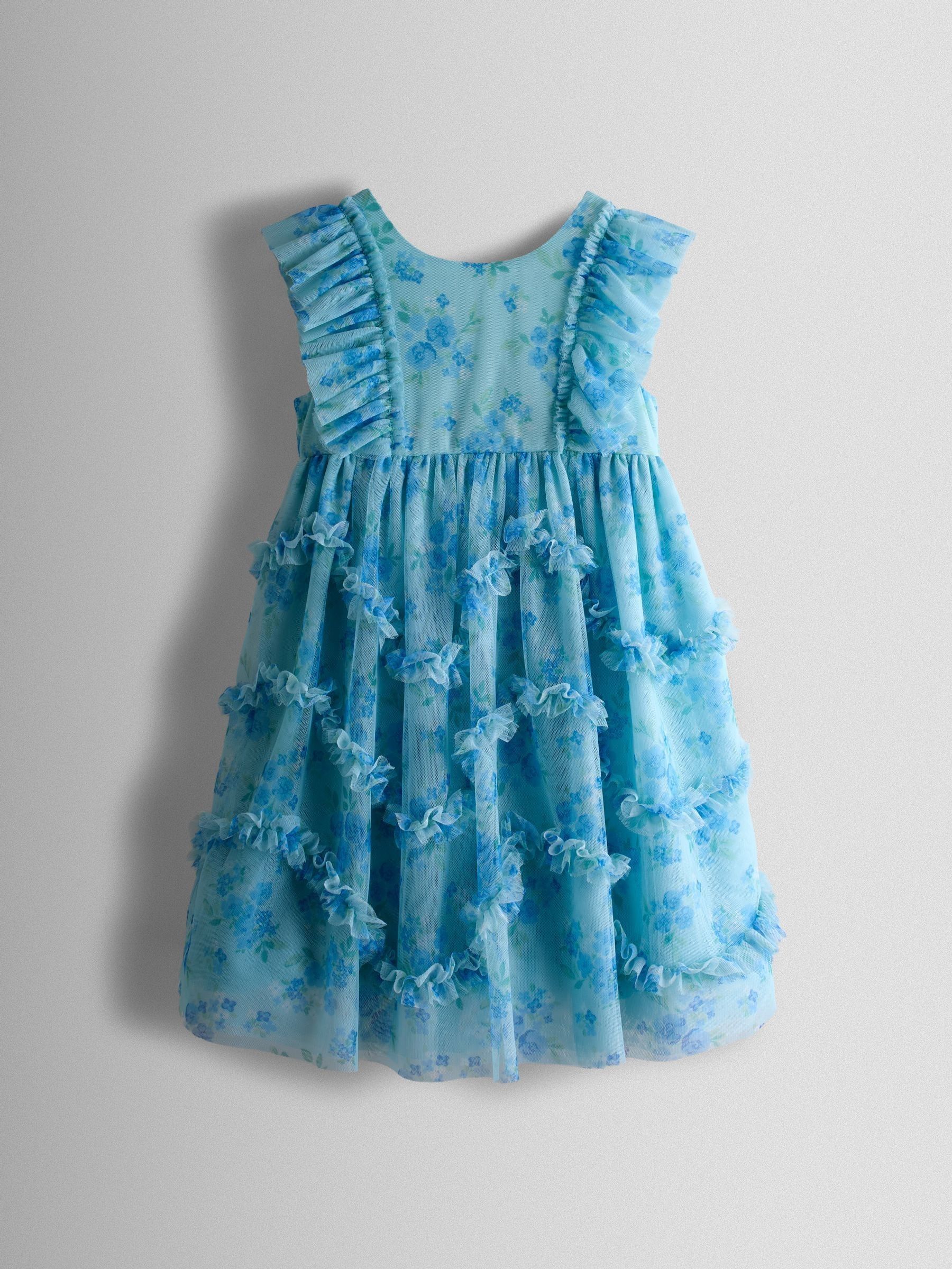 Bright Blue Tulle Ruffle Party Dress (Y07334) | $58 - $69