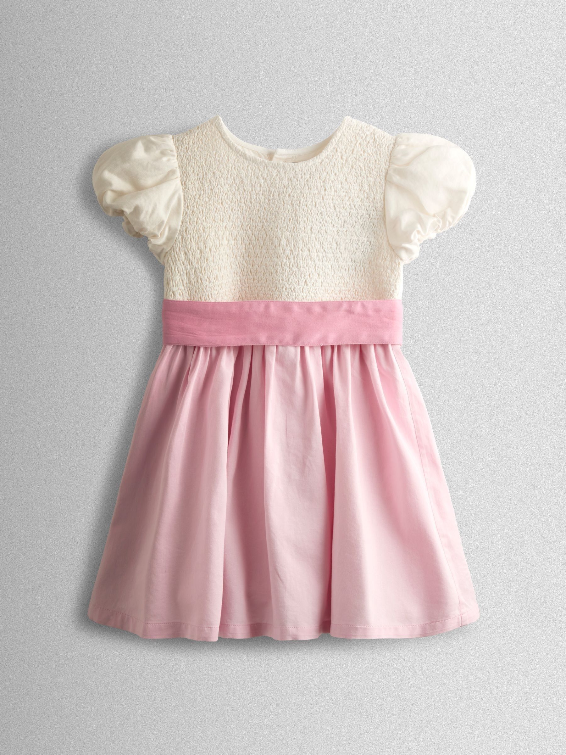 Mid Pink Smocked Satin Party Dress (Y07338) | $65 - $75