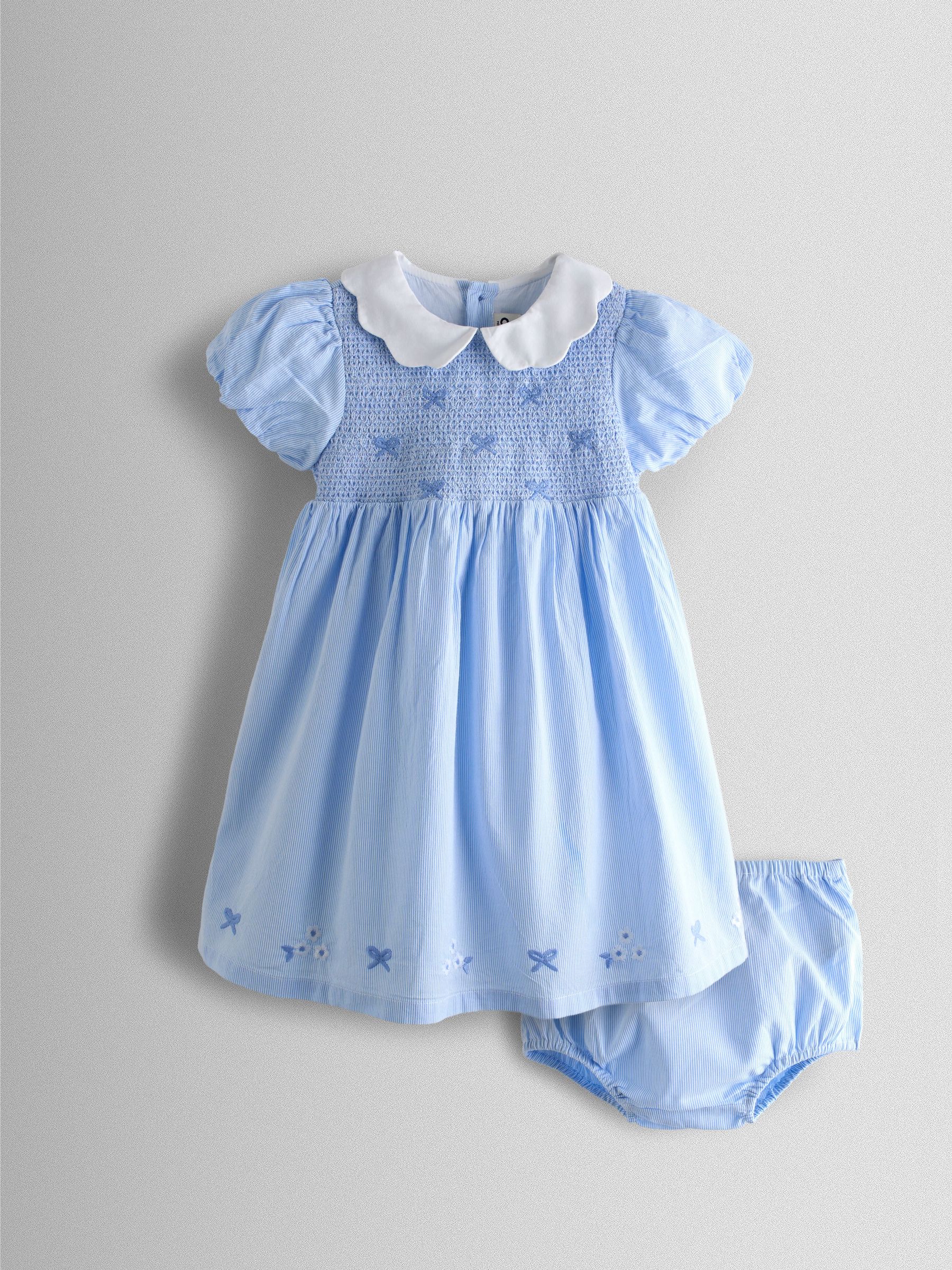 Light Blue Bud Floral Smocked Party Dress (Y07397) | $69 - $79