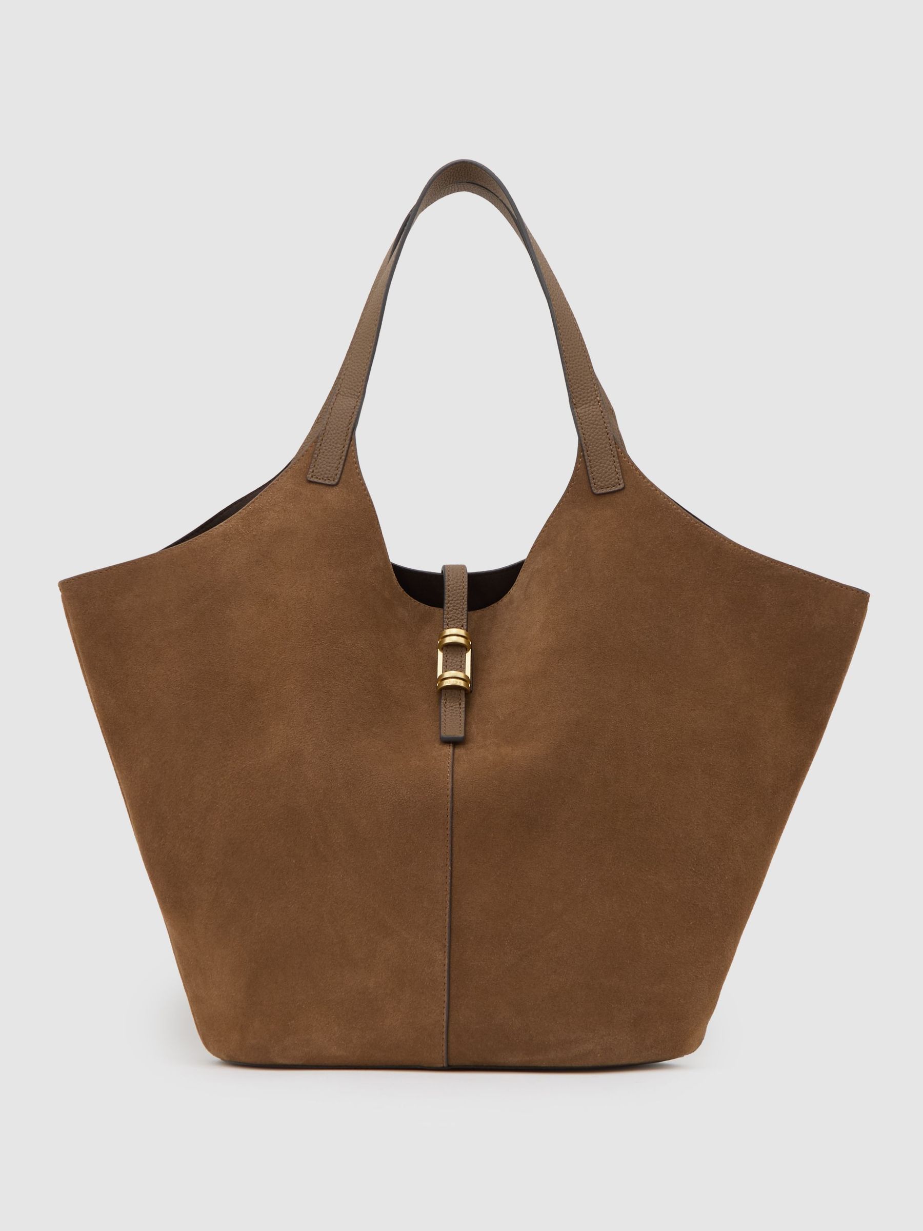 Leather And Suede Tote Bag in Tan (Y09495) | $470