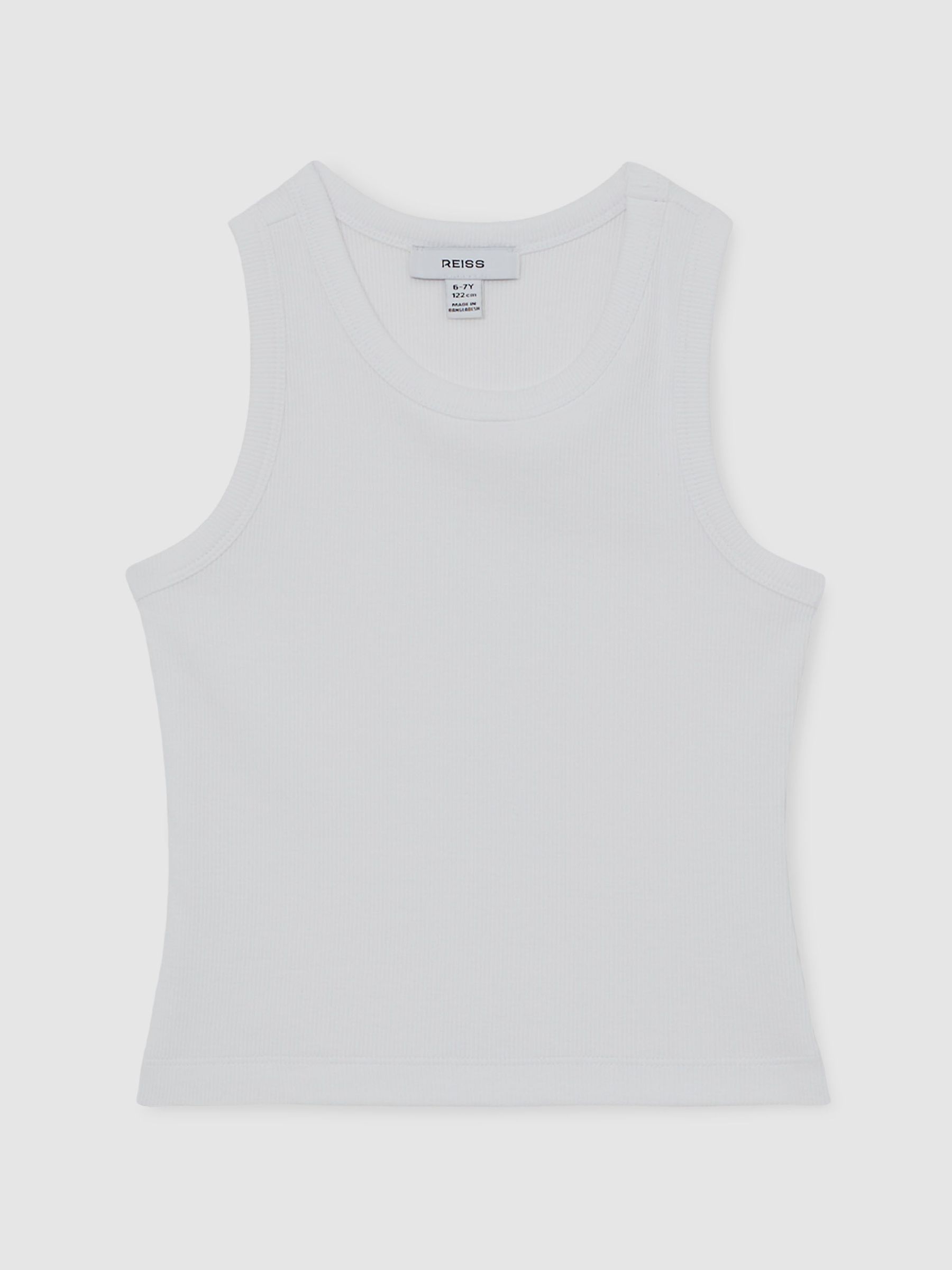 13-14 yrs Stretch-Cotton Ribbed Vest in White (Y09639) | $25