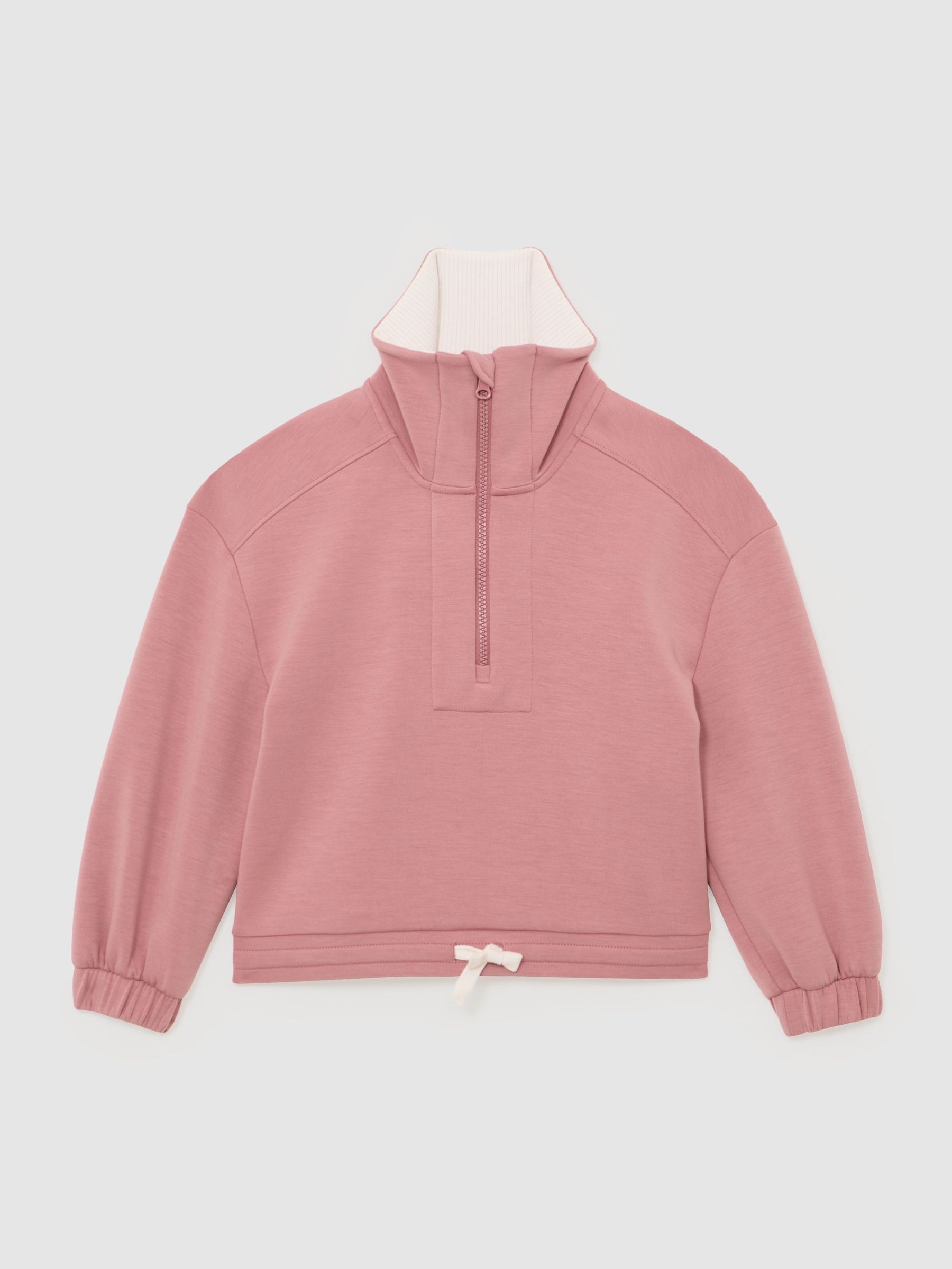 13-14 yrs Funnel-Neck Interlock Zip Sweatshirt in Rose (Y09720) | $80