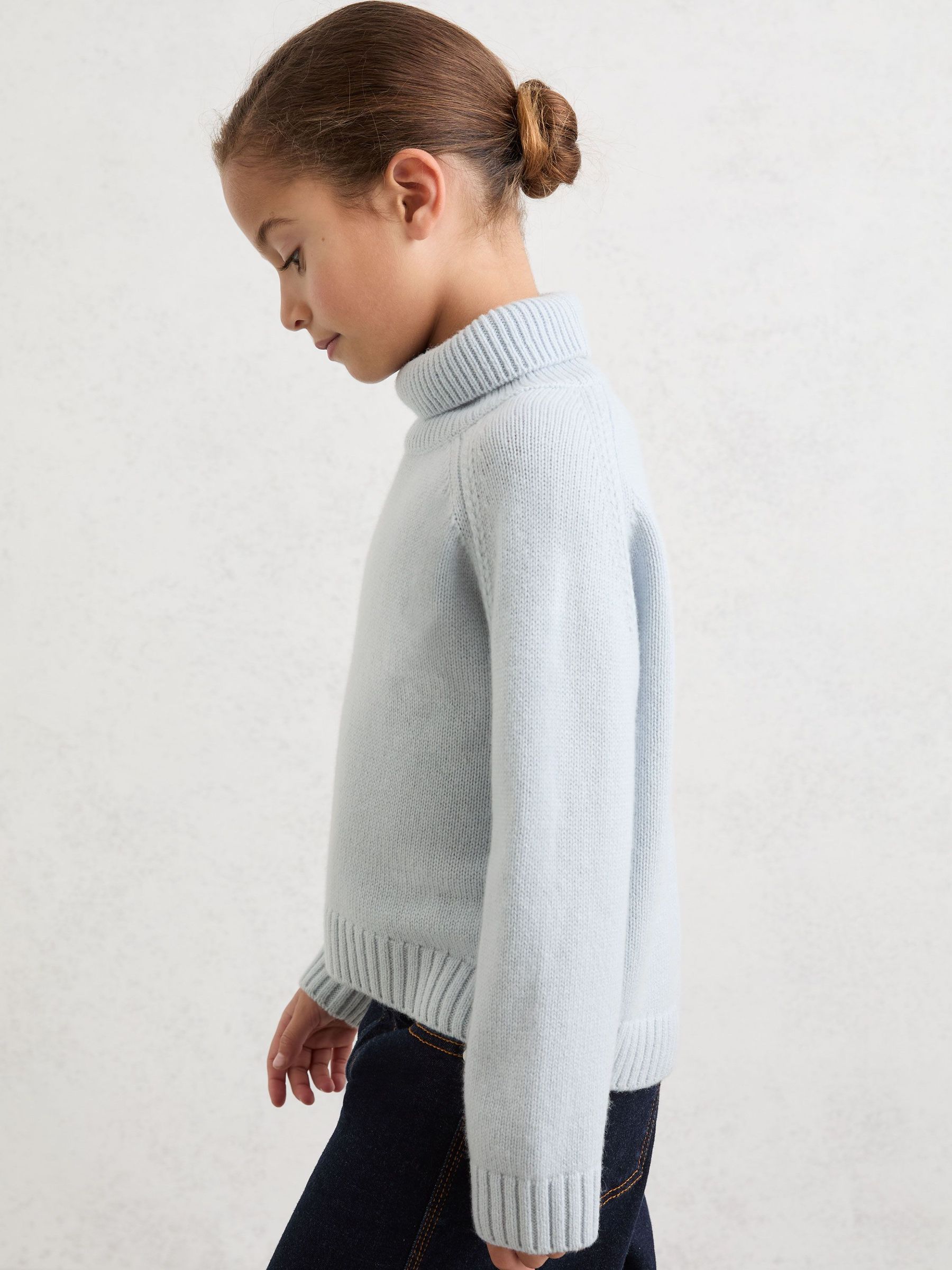 9-13 yrs Wool-Cashmere Roll-Neck Jumper in Pale Blue (Y09742) | ₪270